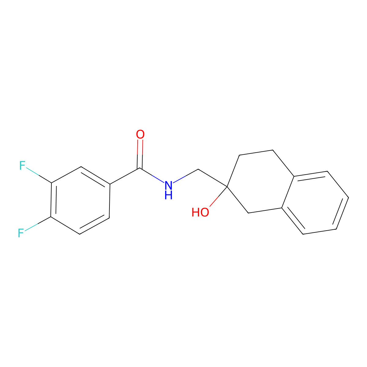 3,4-difluoro-N-((2-hydroxy-1,2,3,4-tetrahydronaphthalen-2-yl)methyl)benzamide molecular structure, CAS 1421477-87-3