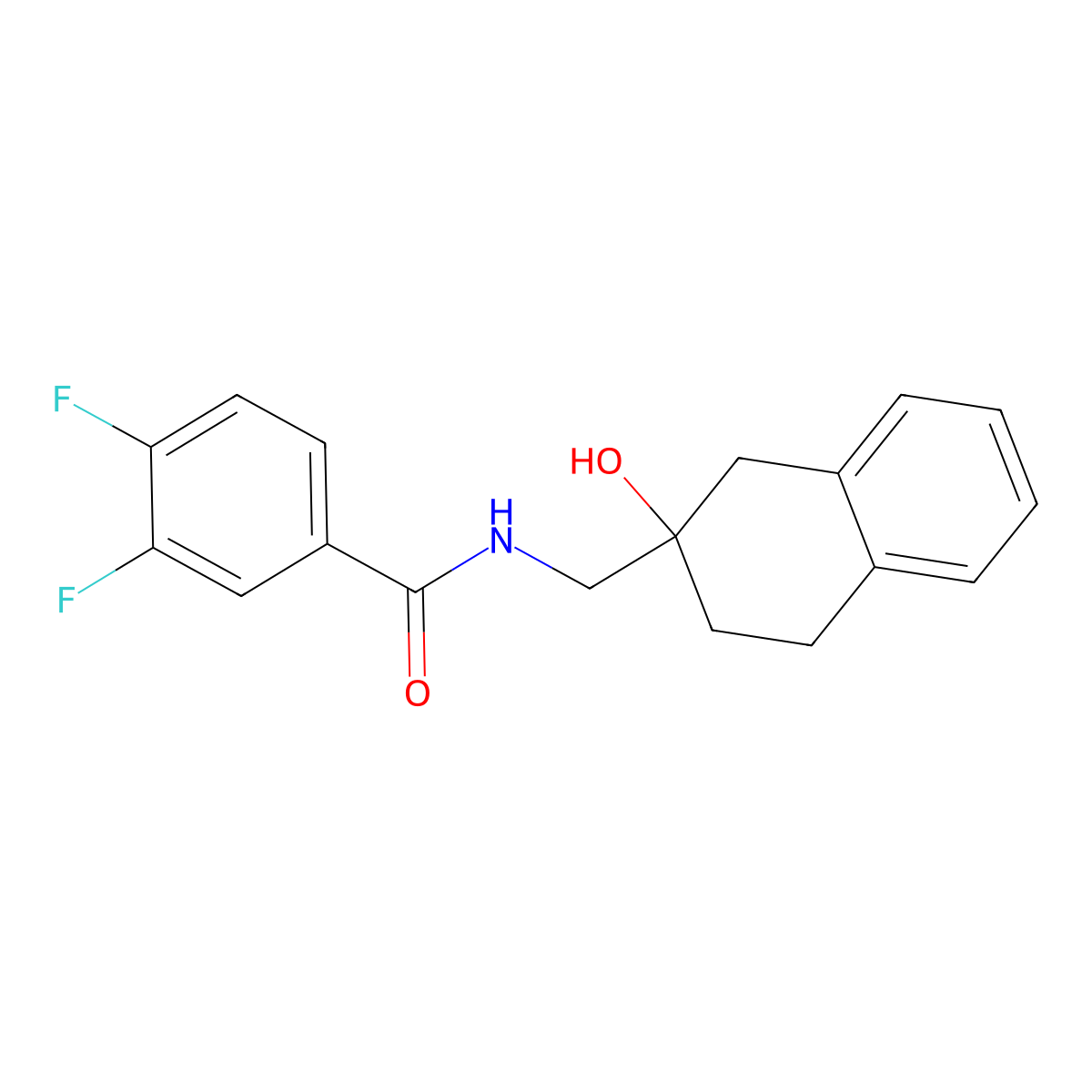 3,4-difluoro-N-((2-hydroxy-1,2,3,4-tetrahydronaphthalen-2-yl)methyl)benzamide molecular structure, CAS 1421477-87-3