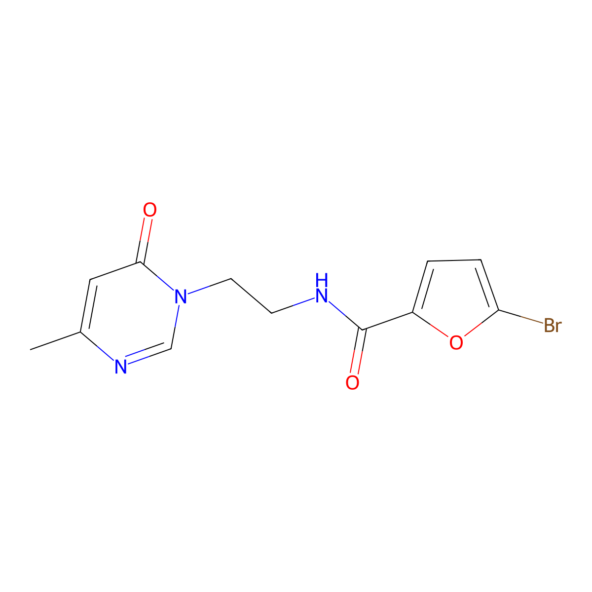 5-bromo-N-(2-(4-methyl-6-oxopyrimidin-1(6H)-yl)ethyl)furan-2-carboxamide molecular structure, CAS 1421477-88-4