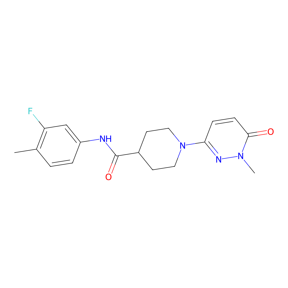 N-(3-fluoro-4-methylphenyl)-1-(1-methyl-6-oxo-1,6-dihydropyridazin-3-yl)piperidine-4-carboxamide molecular structure, CAS 1421477-90-8