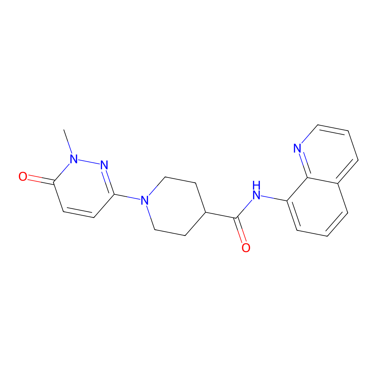 1-(1-methyl-6-oxo-1,6-dihydropyridazin-3-yl)-N-(quinolin-8-yl)piperidine-4-carboxamide molecular structure, CAS 1421477-95-3