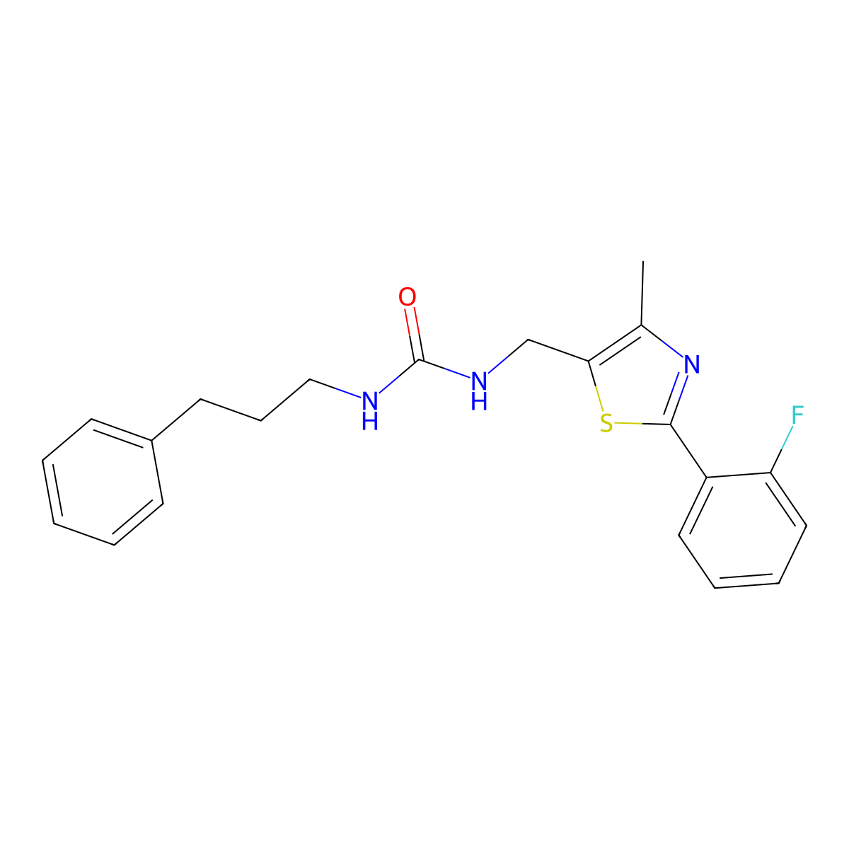 1-((2-(2-Fluorophenyl)-4-methylthiazol-5-yl)methyl)-3-(3-phenylpropyl)urea molecular structure, CAS 1421477-96-4