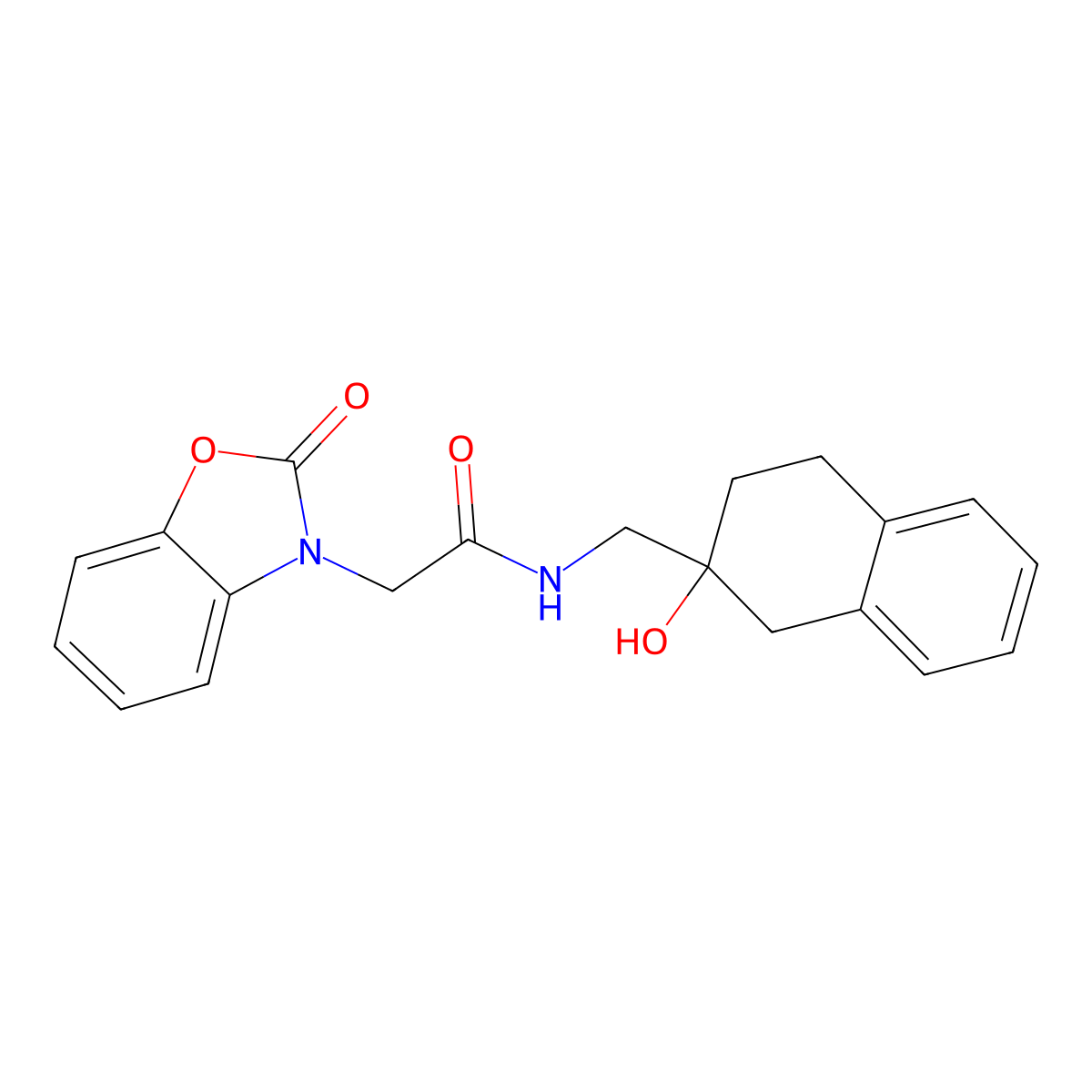 N-((2-hydroxy-1,2,3,4-tetrahydronaphthalen-2-yl)methyl)-2-(2-oxobenzo[d]oxazol-3(2H)-yl)acetamide molecular structure, CAS 1421477-97-5