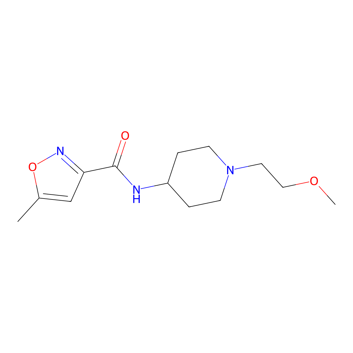 N-(1-(2-methoxyethyl)piperidin-4-yl)-5-methylisoxazole-3-carboxamide molecular structure, CAS 1421478-08-1