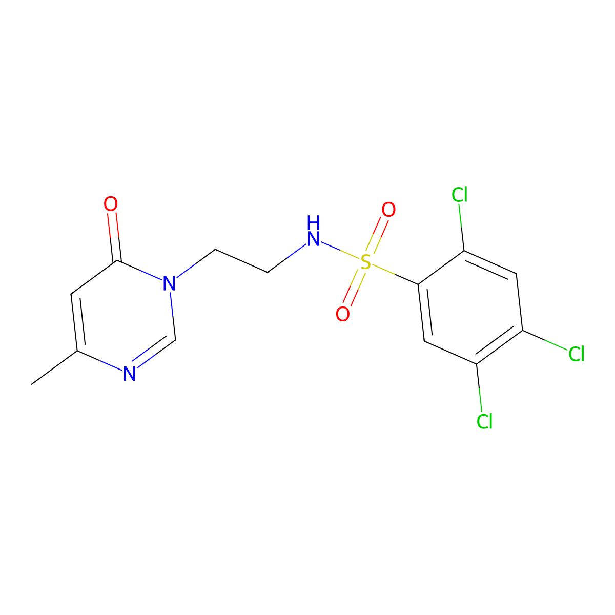 2,4,5-trichloro-N-(2-(4-methyl-6-oxopyrimidin-1(6H)-yl)ethyl)benzenesulfonamide molecular structure, CAS 1421478-11-6