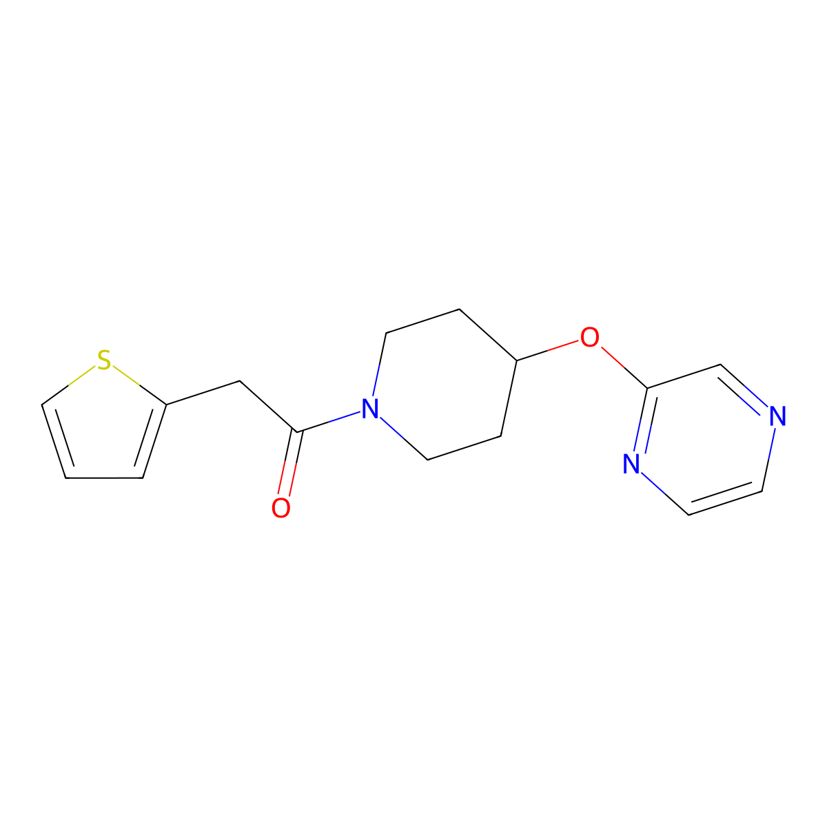 1-(4-(Pyrazin-2-yloxy)piperidin-1-yl)-2-(thiophen-2-yl)ethanone molecular structure, CAS 1421478-19-4