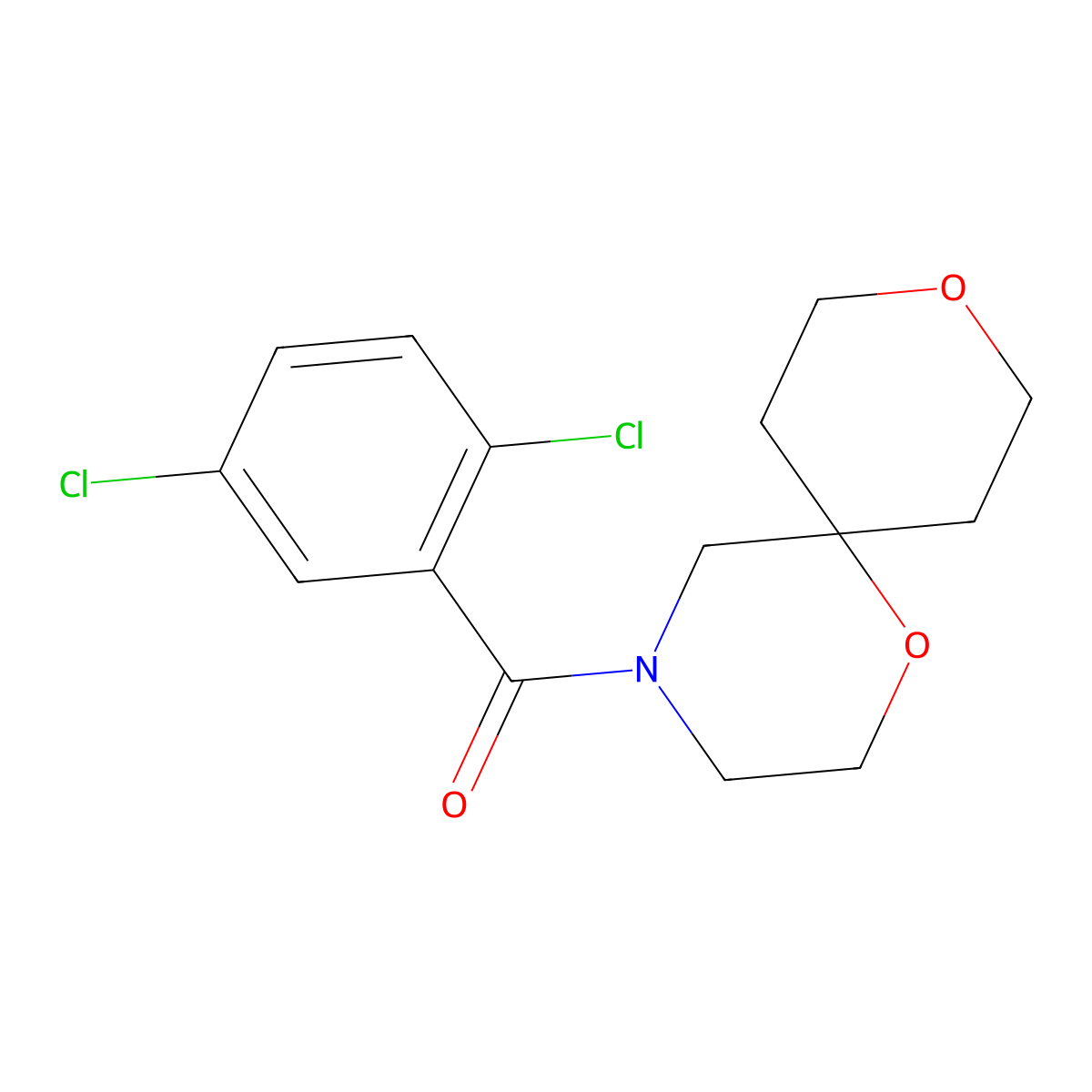 (2,5-Dichlorophenyl)(1,9-dioxa-4-azaspiro[5.5]undecan-4-yl)methanone molecular structure, CAS 1421478-28-5