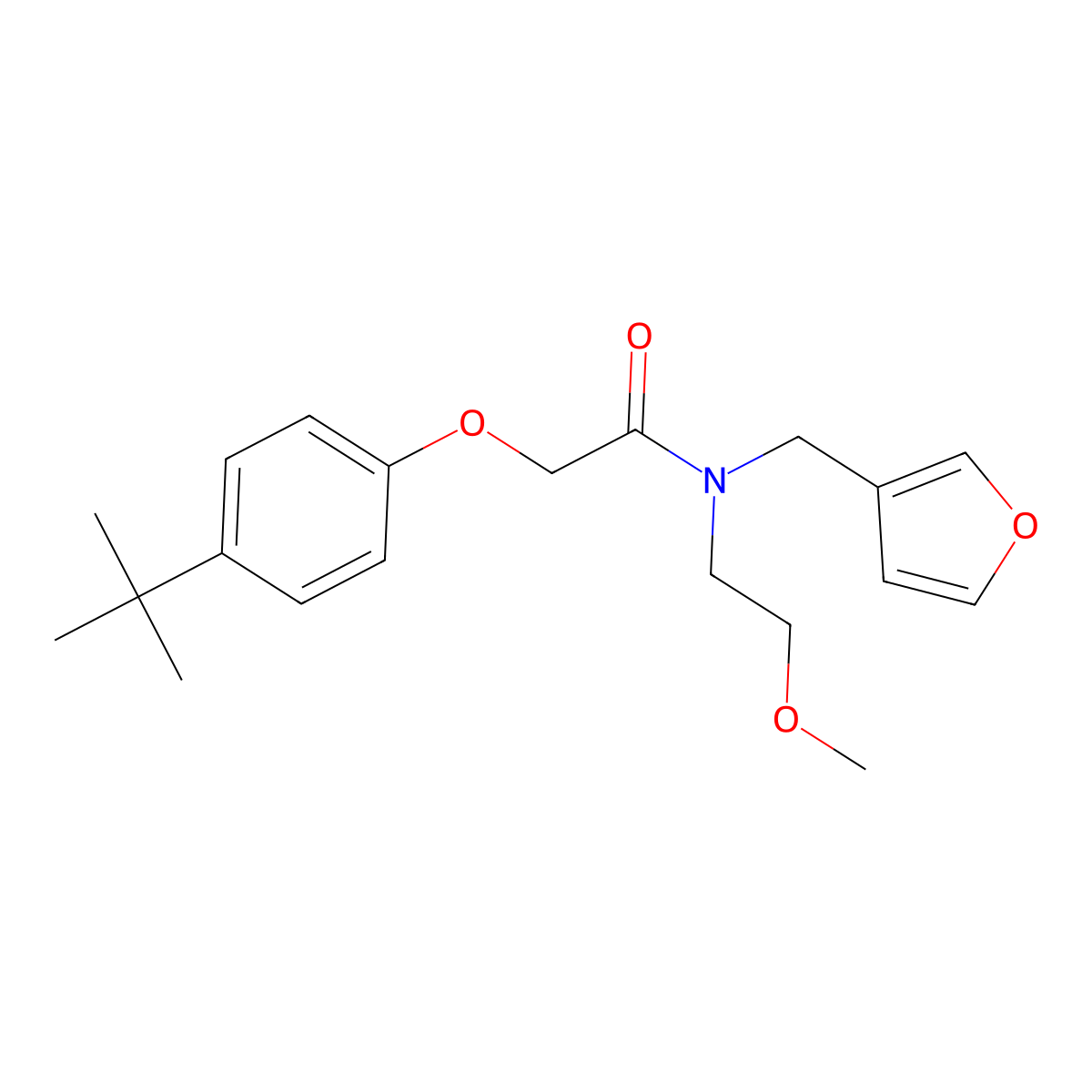 2-(4-(tert-butyl)phenoxy)-N-(furan-3-ylmethyl)-N-(2-methoxyethyl)acetamide molecular structure, CAS 1421478-32-1