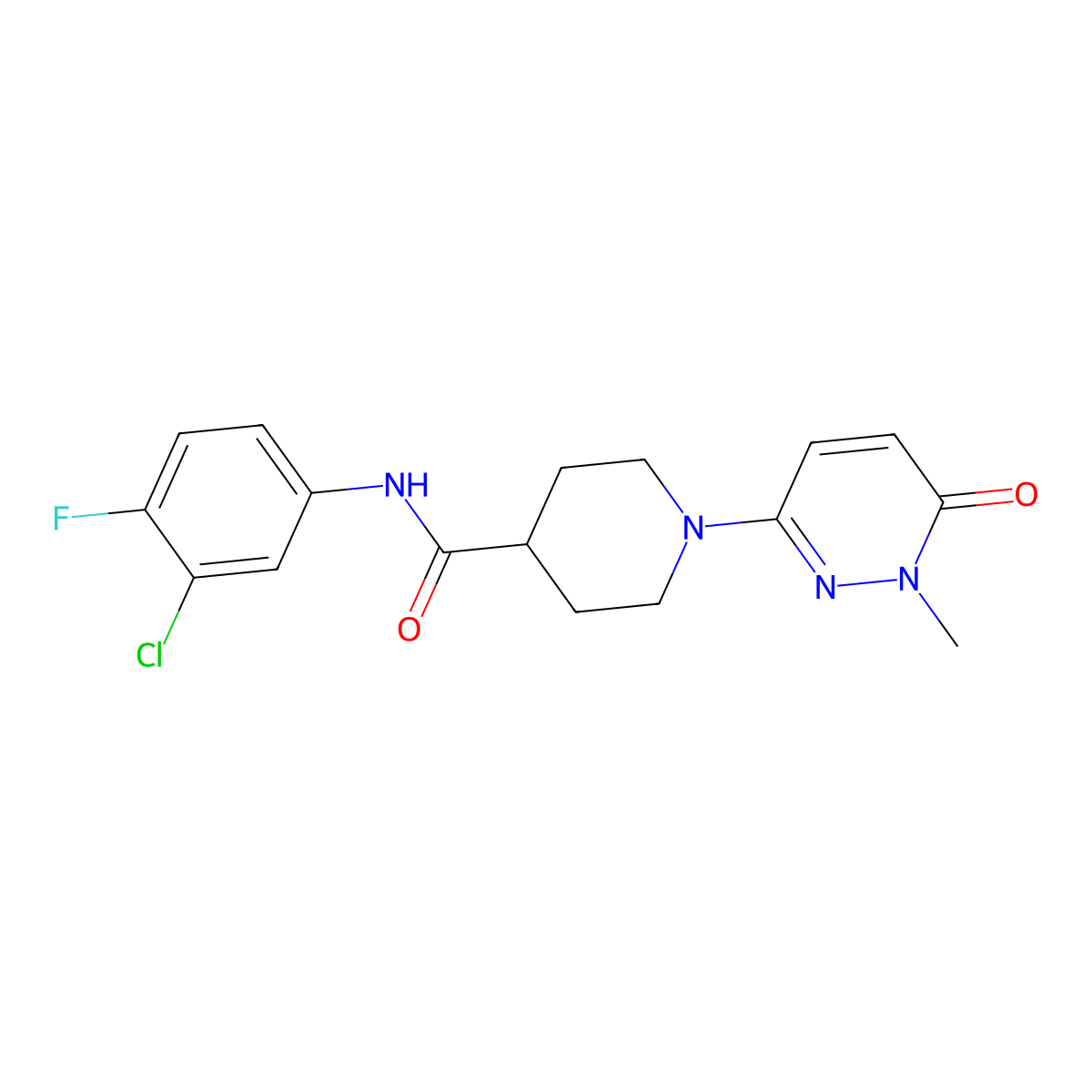 N-(3-chloro-4-fluorophenyl)-1-(1-methyl-6-oxo-1,6-dihydropyridazin-3-yl)piperidine-4-carboxamide molecular structure, CAS 1421478-33-2