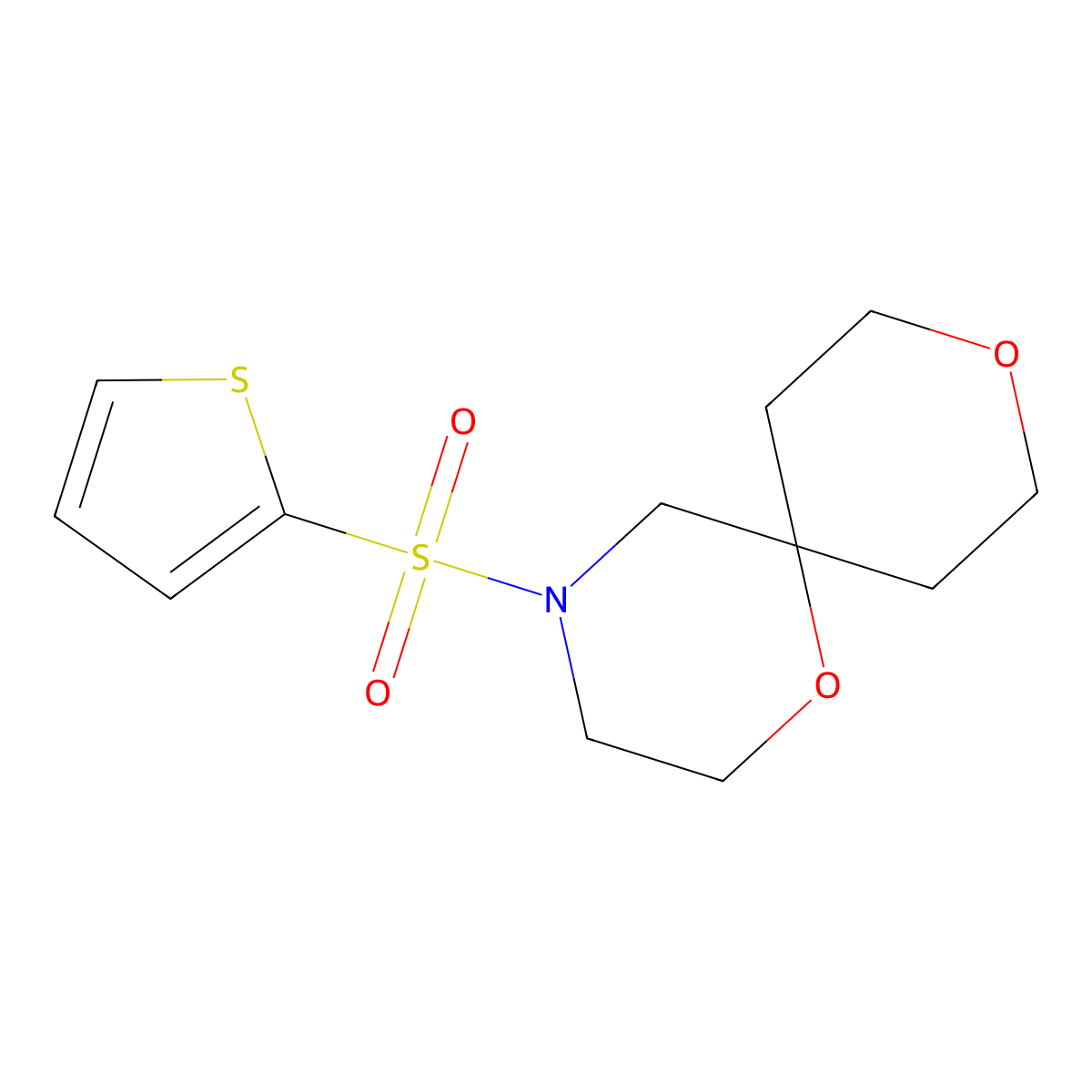 4-(Thiophen-2-ylsulfonyl)-1,9-dioxa-4-azaspiro[5.5]undecane molecular structure, CAS 1421478-37-6