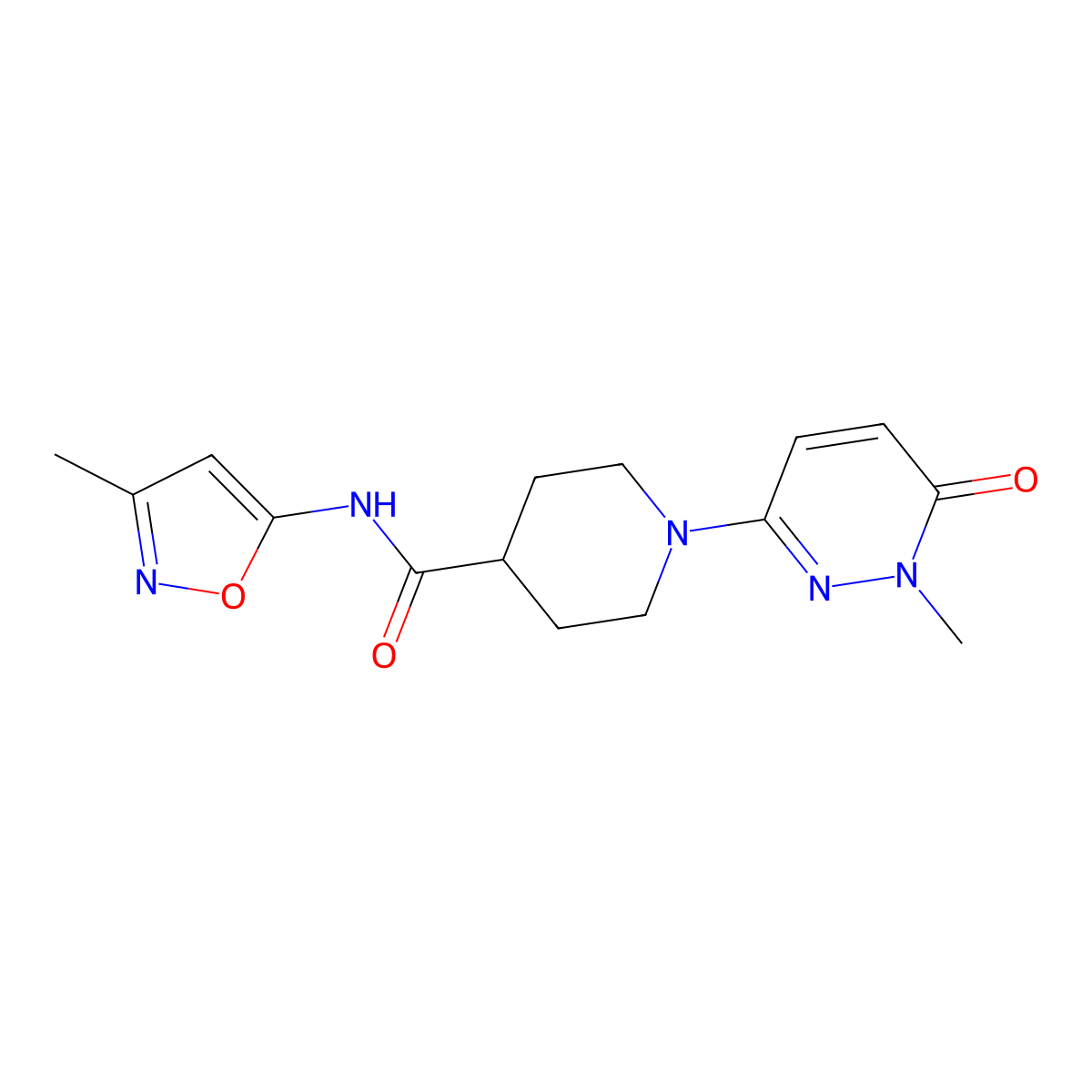 1-(1-methyl-6-oxo-1,6-dihydropyridazin-3-yl)-N-(3-methylisoxazol-5-yl)piperidine-4-carboxamide molecular structure, CAS 1421478-38-7