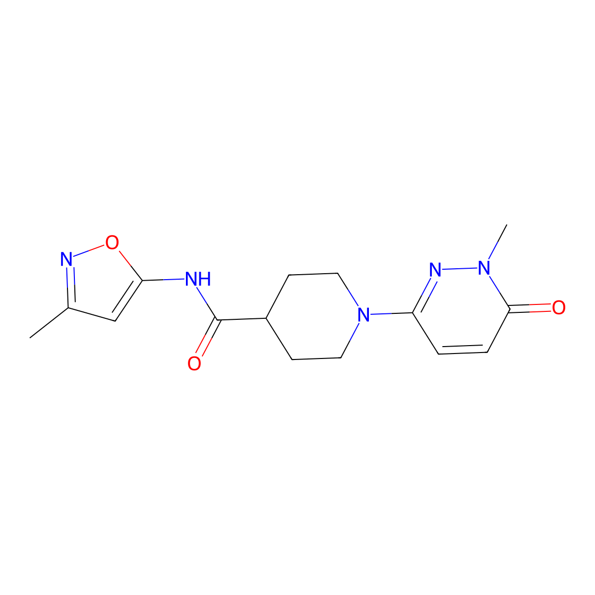 1-(1-methyl-6-oxo-1,6-dihydropyridazin-3-yl)-N-(3-methylisoxazol-5-yl)piperidine-4-carboxamide molecular structure, CAS 1421478-38-7