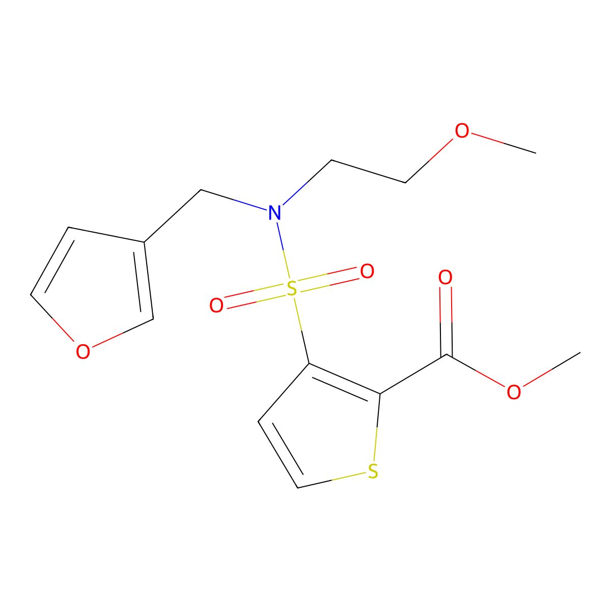 methyl 3-(N-(furan-3-ylmethyl)-N-(2-methoxyethyl)sulfamoyl)thiophene-2-carboxylate molecular structure, CAS 1421478-39-8