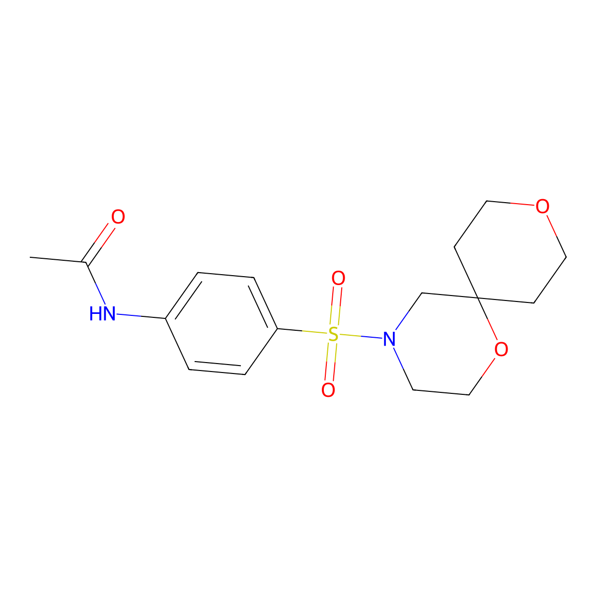 N-(4-(1,9-dioxa-4-azaspiro[5.5]undecan-4-ylsulfonyl)phenyl)acetamide molecular structure, CAS 1421478-45-6