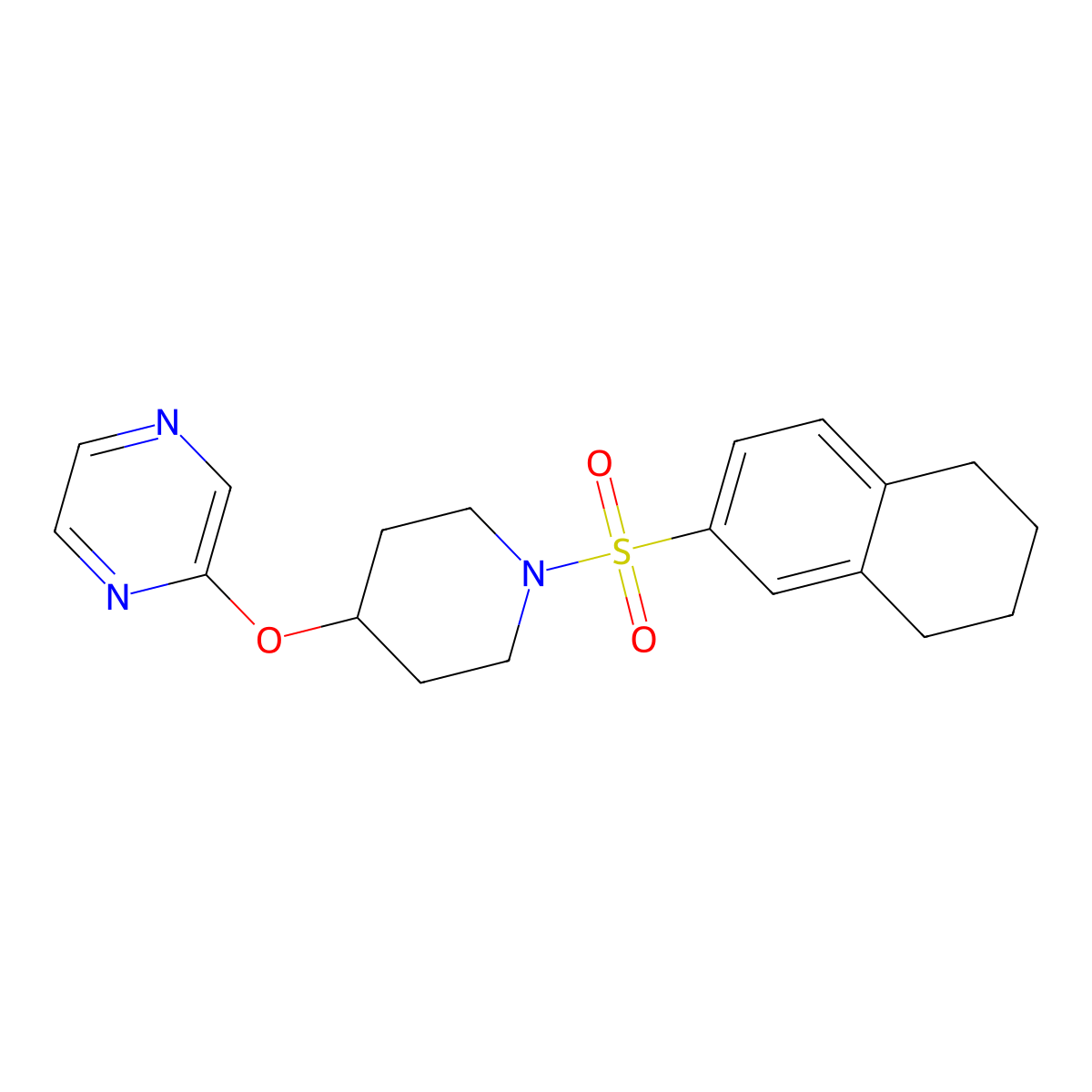 2-((1-((5,6,7,8-Tetrahydronaphthalen-2-yl)sulfonyl)piperidin-4-yl)oxy)pyrazine molecular structure, CAS 1421480-48-9
