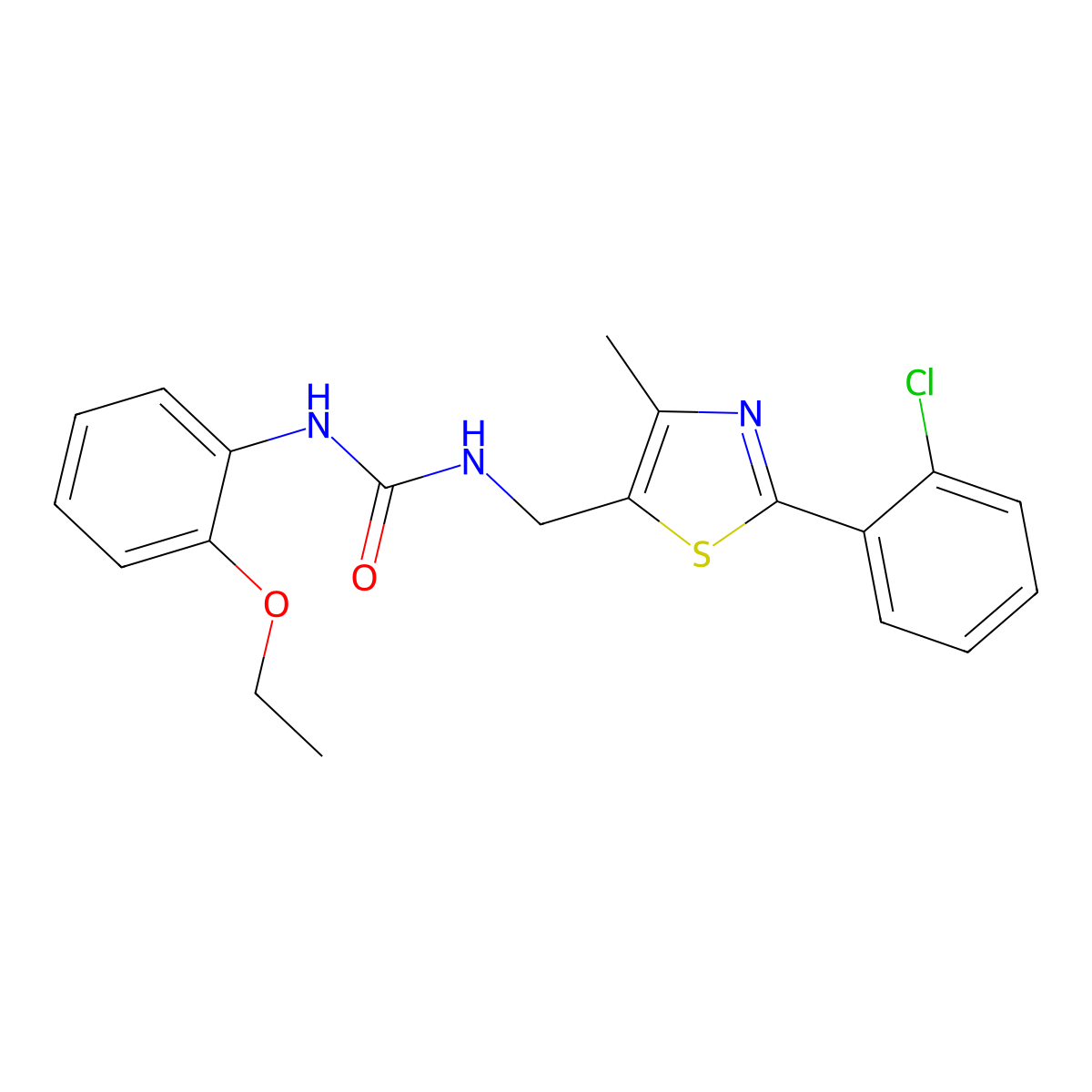 1-((2-(2-Chlorophenyl)-4-methylthiazol-5-yl)methyl)-3-(2-ethoxyphenyl)urea molecular structure, CAS 1421480-56-9