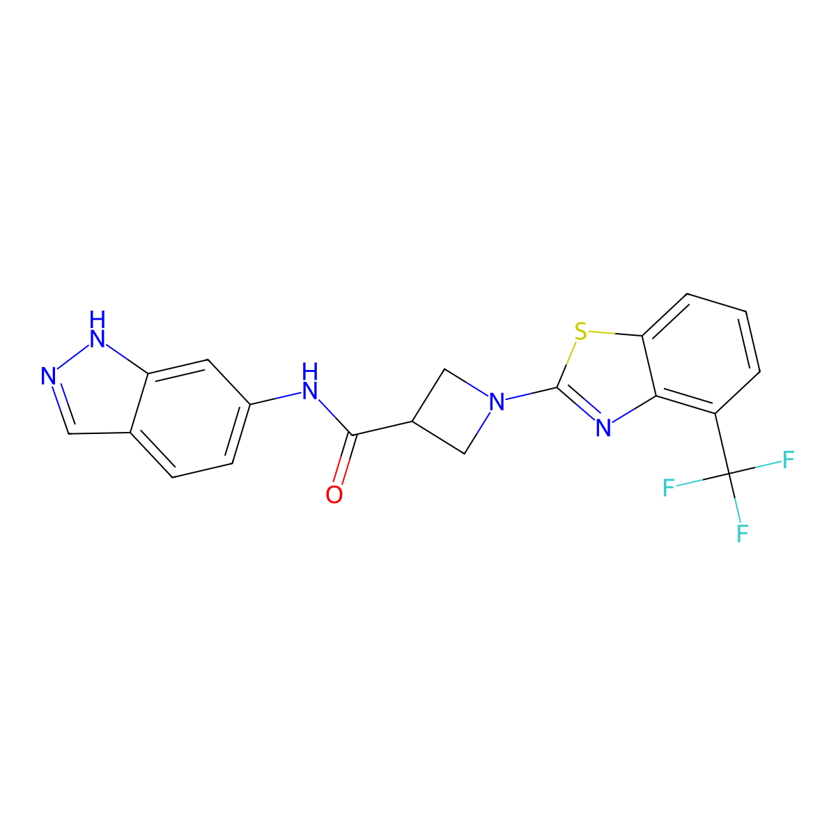 N-(1H-indazol-6-yl)-1-(4-(trifluoromethyl)benzo[d]thiazol-2-yl)azetidine-3-carboxamide molecular structure, CAS 1421480-58-1