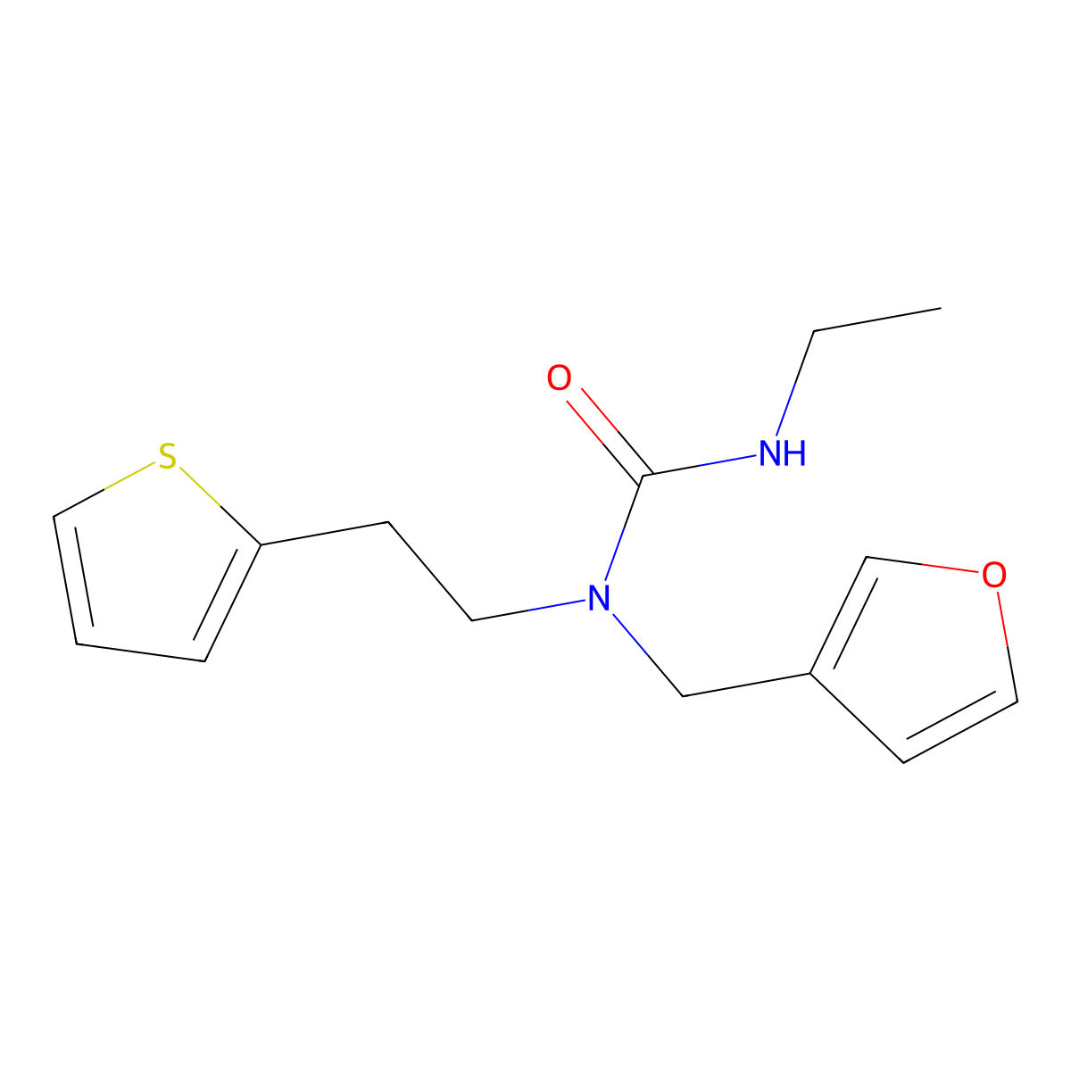 3-Ethyl-1-(furan-3-ylmethyl)-1-(2-(thiophen-2-yl)ethyl)urea molecular structure, CAS 1421480-63-8