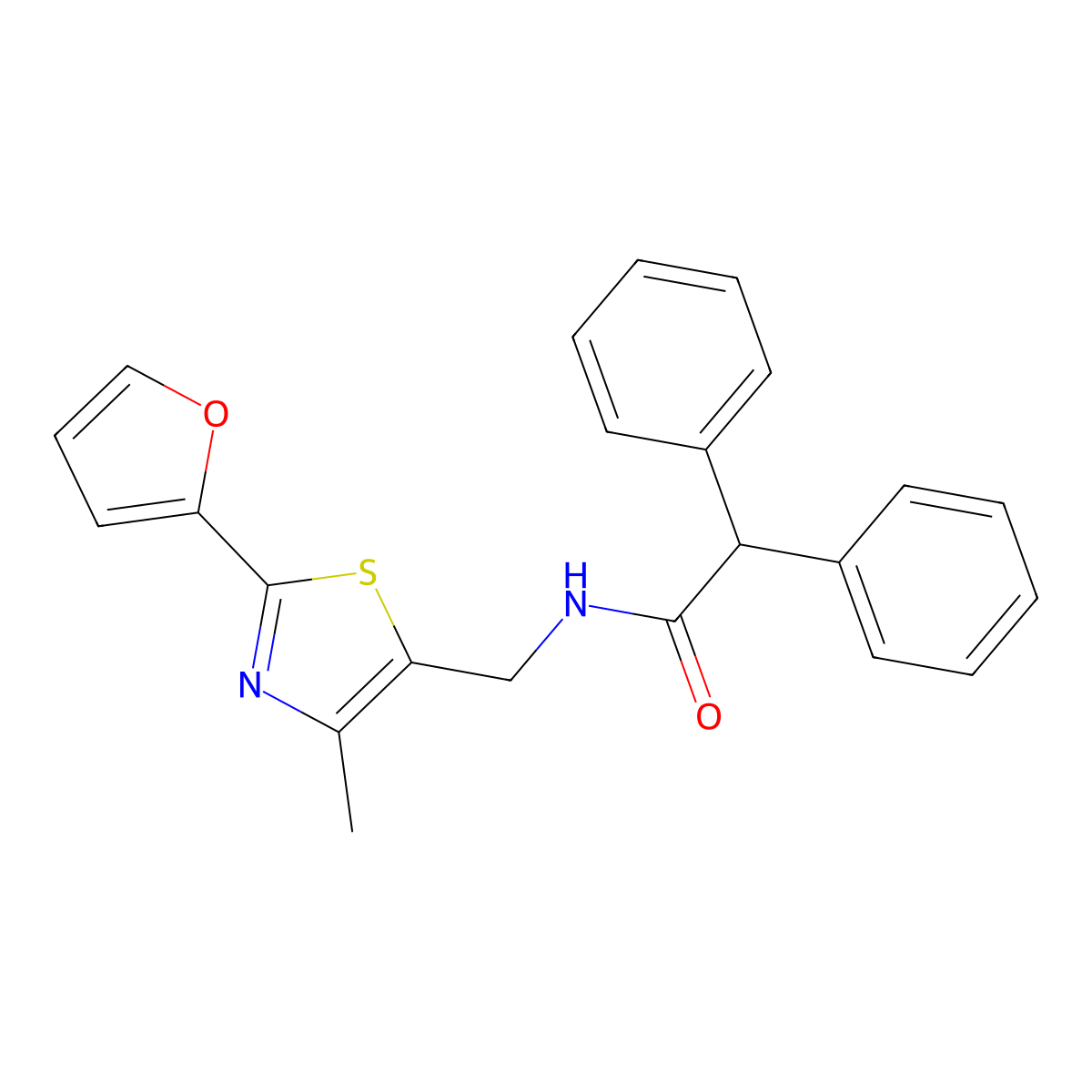N-((2-(furan-2-yl)-4-methylthiazol-5-yl)methyl)-2,2-diphenylacetamide molecular structure, CAS 1421480-65-0