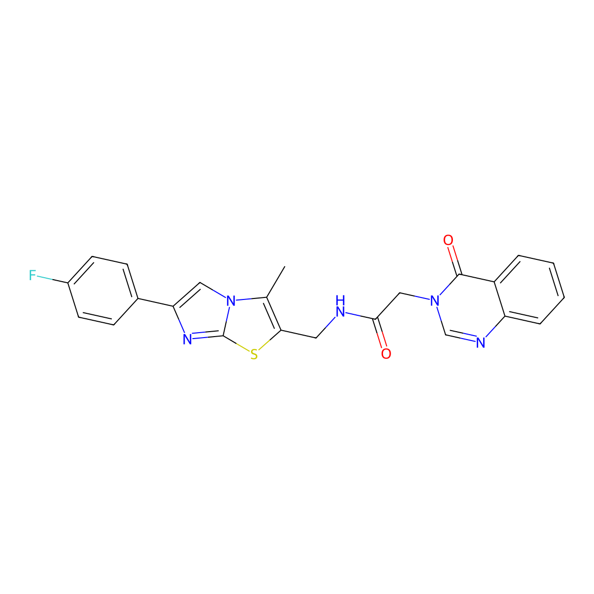 N-((6-(4-fluorophenyl)-3-methylimidazo[2,1-b]thiazol-2-yl)methyl)-2-(4-oxoquinazolin-3(4H)-yl)acetamide molecular structure, CAS 1421480-66-1