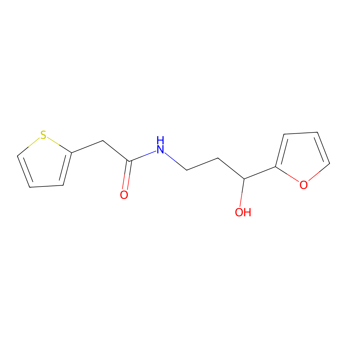 N-[3-(Furan-2-YL)-3-hydroxypropyl]-2-(thiophen-2-YL)acetamide molecular structure, CAS 1421480-67-2