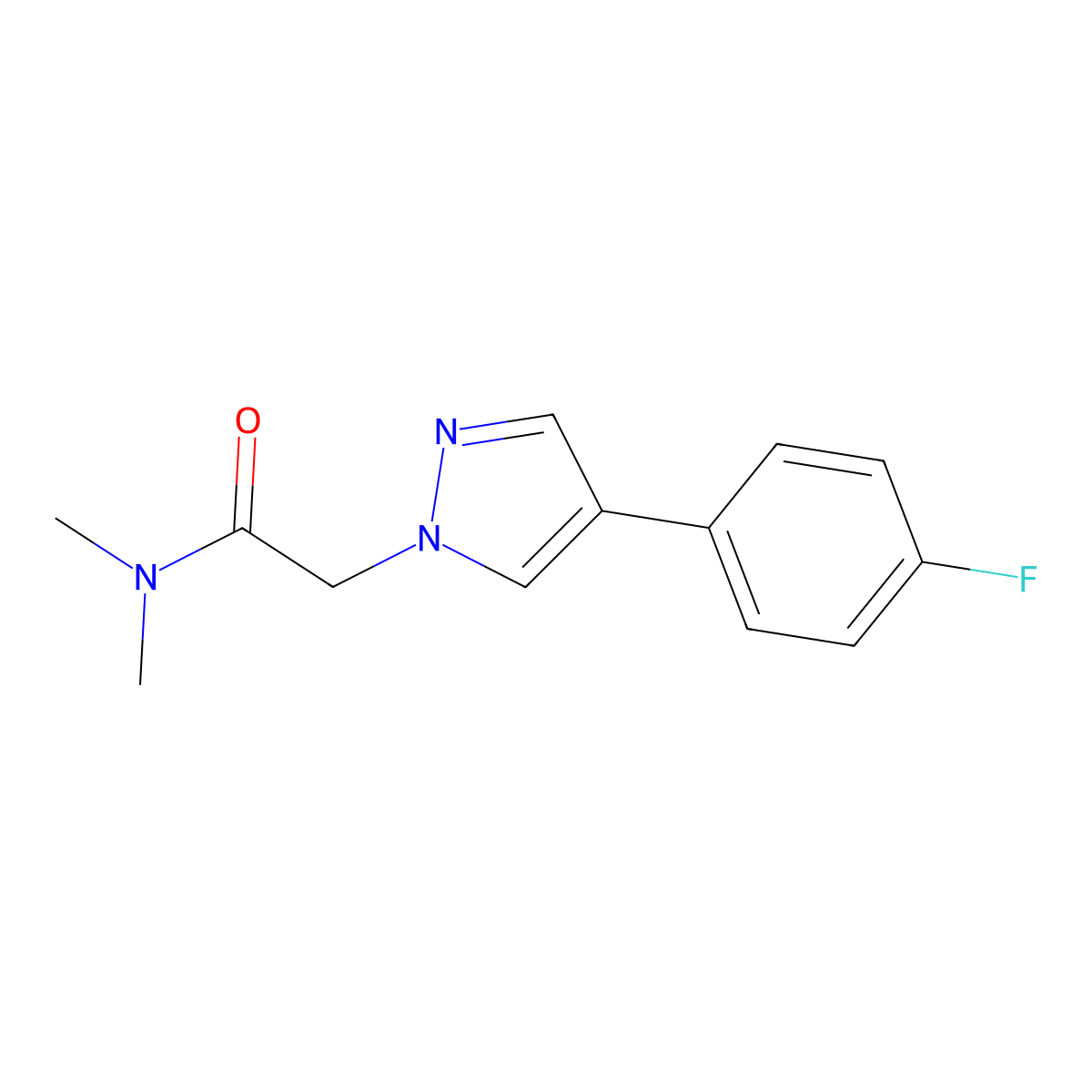 2-(4-(4-fluorophenyl)-1H-pyrazol-1-yl)-N,N-dimethylacetamide molecular structure, CAS 1421480-68-3