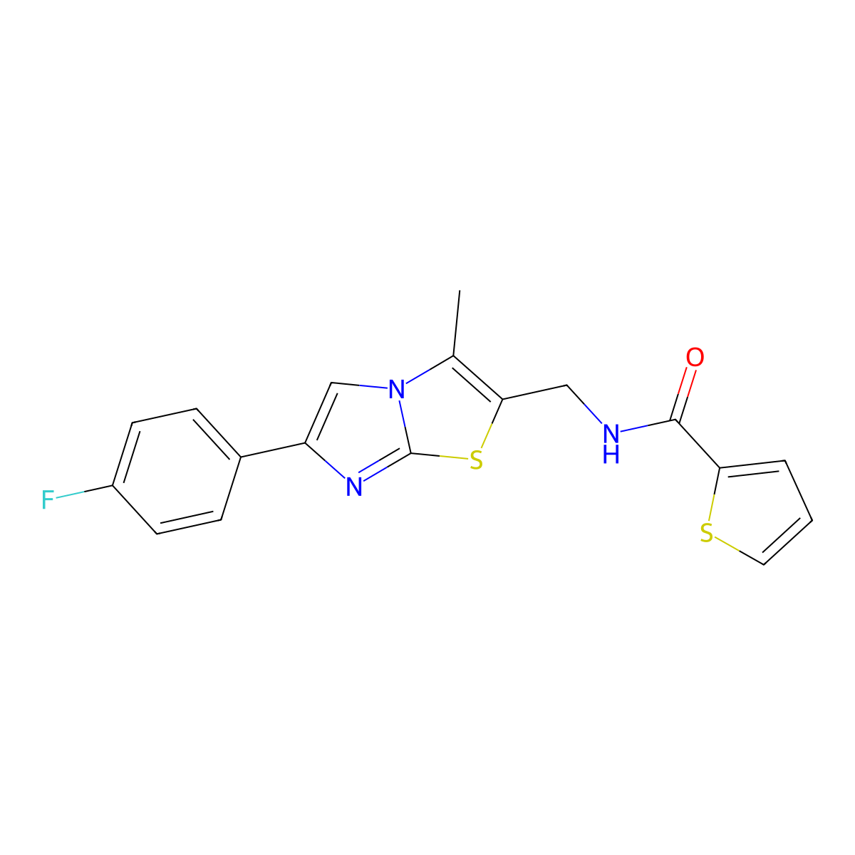 N-((6-(4-fluorophenyl)-3-methylimidazo[2,1-b]thiazol-2-yl)methyl)thiophene-2-carboxamide molecular structure, CAS 1421480-70-7