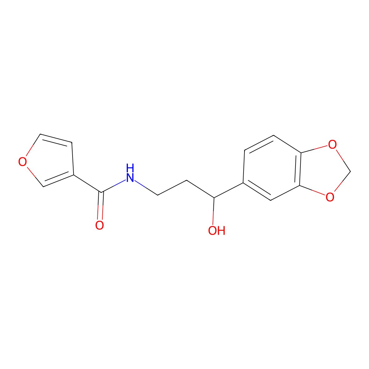 N-(3-(benzo[d][1,3]dioxol-5-yl)-3-hydroxypropyl)furan-3-carboxamide molecular structure, CAS 1421480-73-0