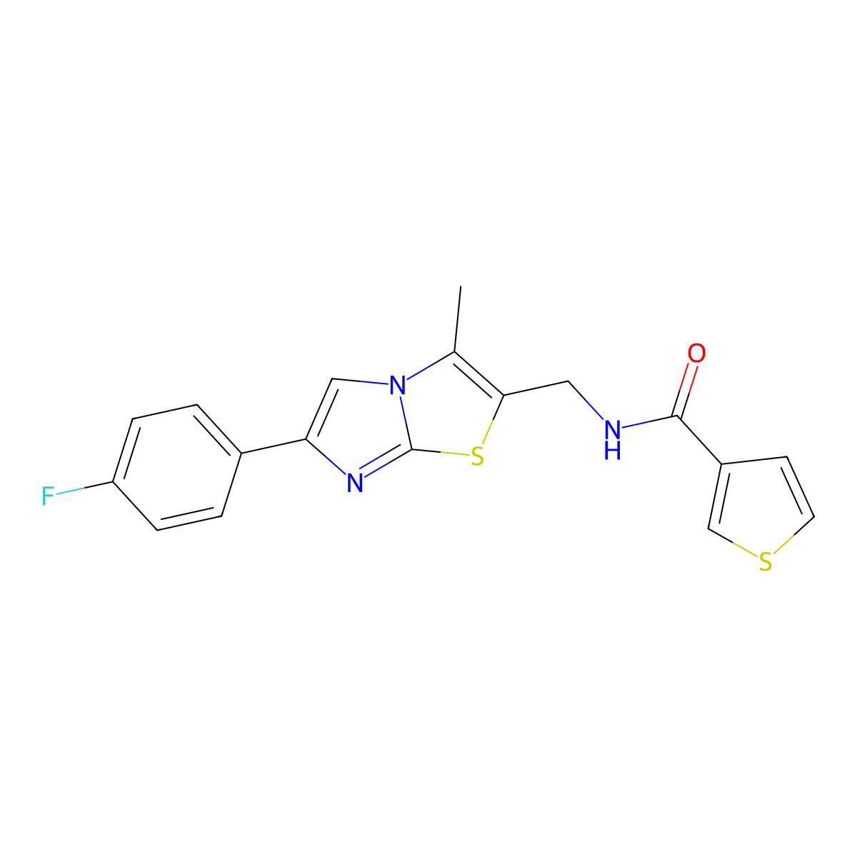 N-((6-(4-fluorophenyl)-3-methylimidazo[2,1-b]thiazol-2-yl)methyl)thiophene-3-carboxamide molecular structure, CAS 1421480-77-4