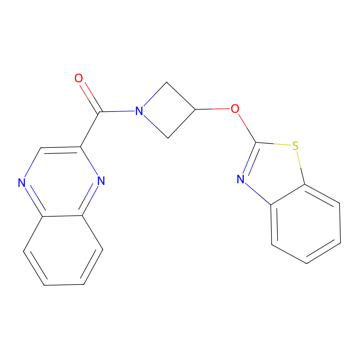(3-(Benzo[d]thiazol-2-yloxy)azetidin-1-yl)(quinoxalin-2-yl)methanone molecular structure, CAS 1421480-89-8