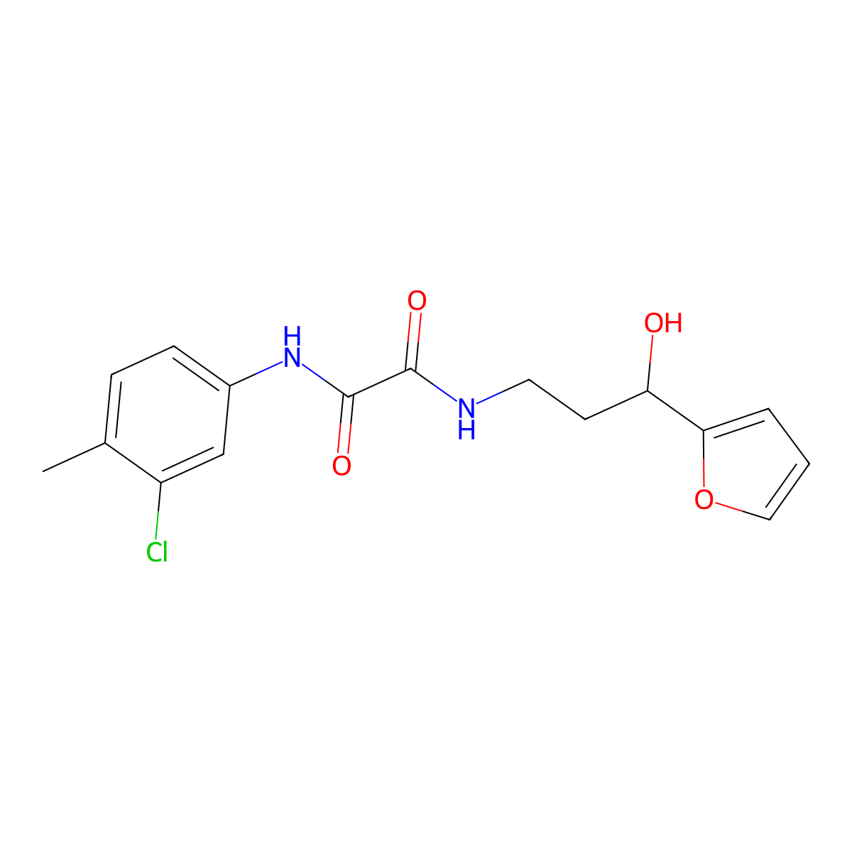 N1-(3-chloro-4-methylphenyl)-N2-(3-(furan-2-yl)-3-hydroxypropyl)oxalamide molecular structure, CAS 1421480-90-1
