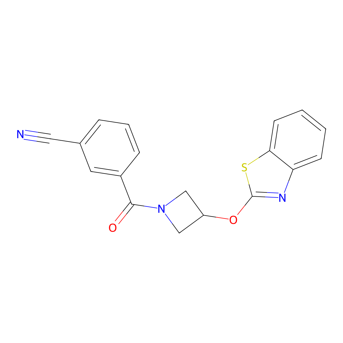 3-(3-(Benzo[d]thiazol-2-yloxy)azetidine-1-carbonyl)benzonitrile molecular structure, CAS 1421480-93-4