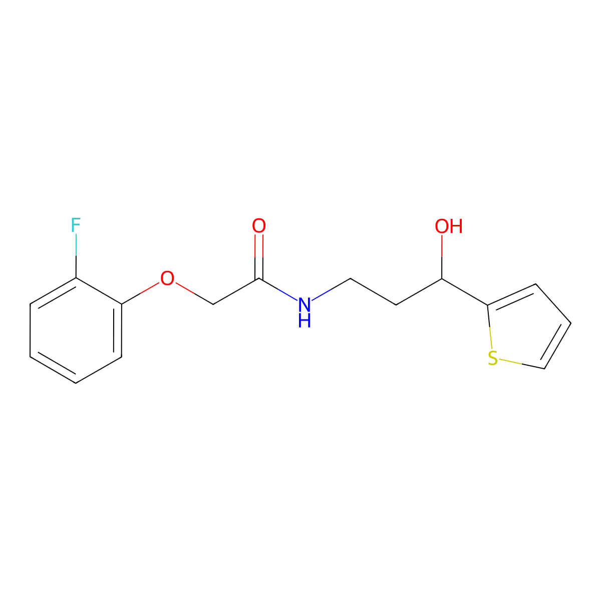 2-(2-Fluorophenoxy)-N-[3-hydroxy-3-(thiophen-2-YL)propyl]acetamide molecular structure, CAS 1421480-95-6