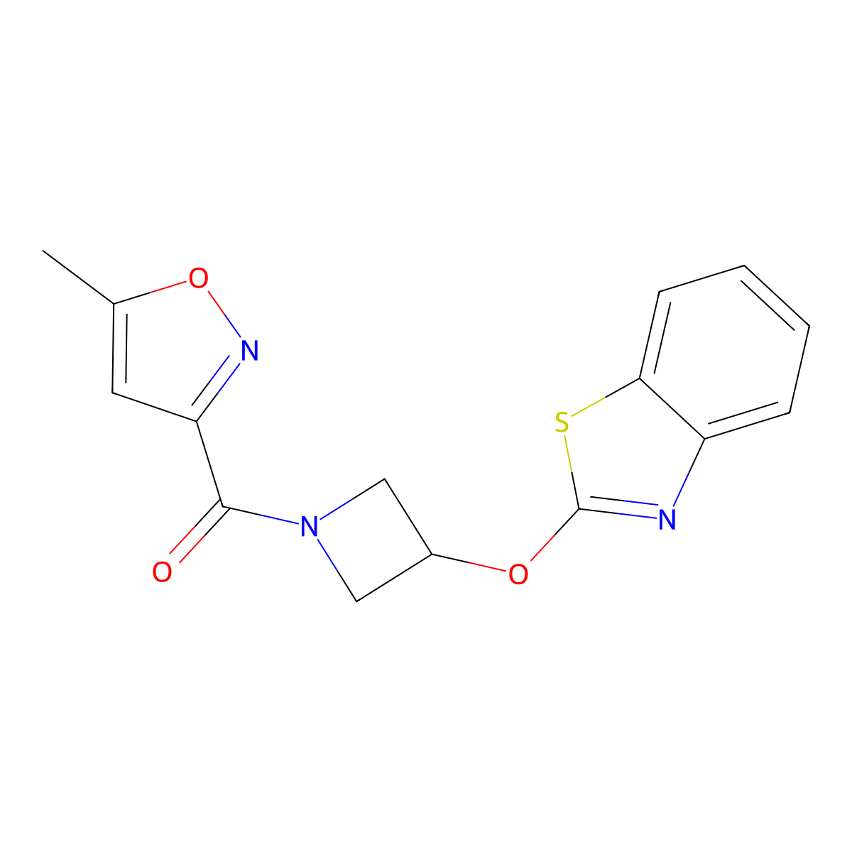 (3-(Benzo[d]thiazol-2-yloxy)azetidin-1-yl)(5-methylisoxazol-3-yl)methanone molecular structure, CAS 1421480-96-7