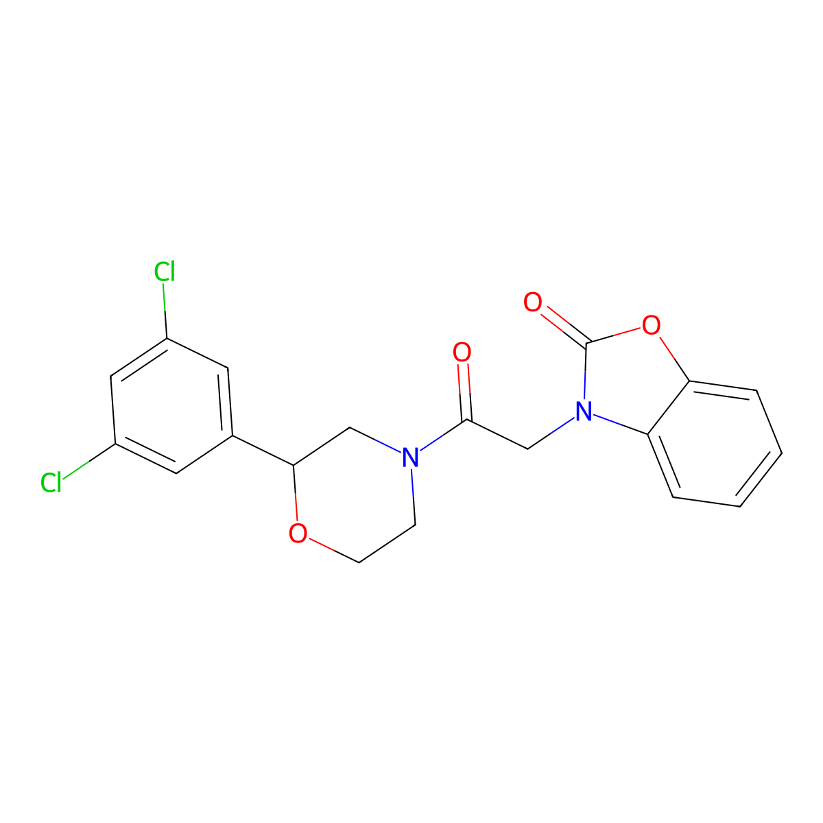 3-(2-(2-(3,5-dichlorophenyl)morpholino)-2-oxoethyl)benzo[d]oxazol-2(3H)-one molecular structure, CAS 1421481-00-6