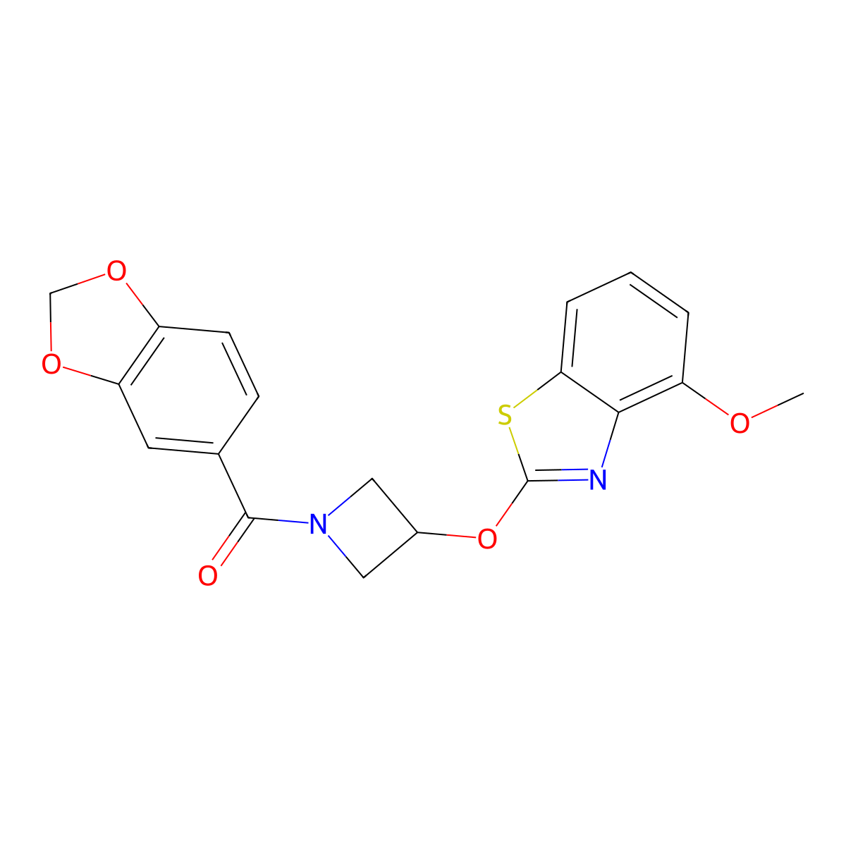 Benzo[d][1,3]dioxol-5-yl(3-((4-methoxybenzo[d]thiazol-2-yl)oxy)azetidin-1-yl)methanone molecular structure, CAS 1421481-03-9