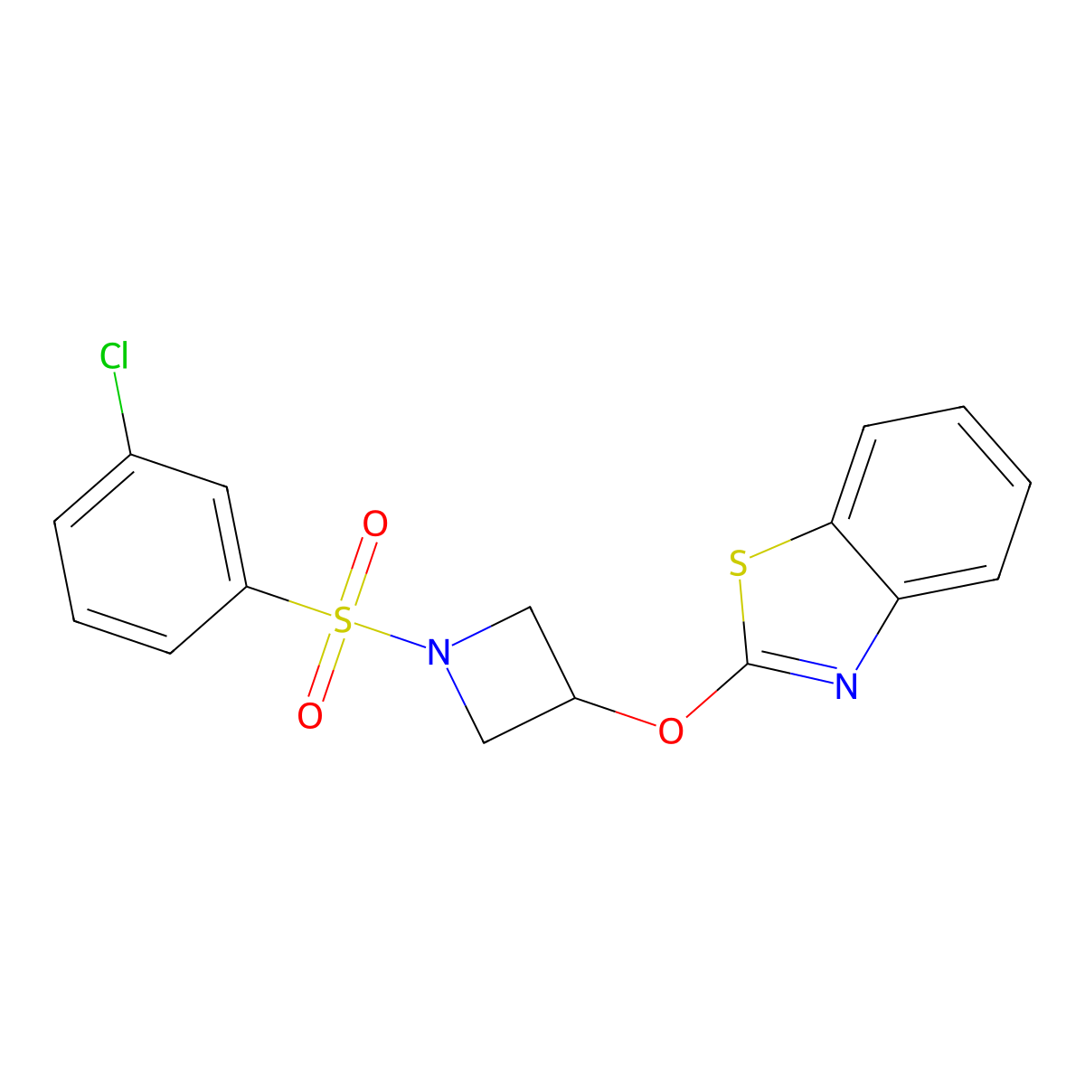 2-((1-((3-Chlorophenyl)sulfonyl)azetidin-3-yl)oxy)benzo[d]thiazole molecular structure, CAS 1421481-07-3
