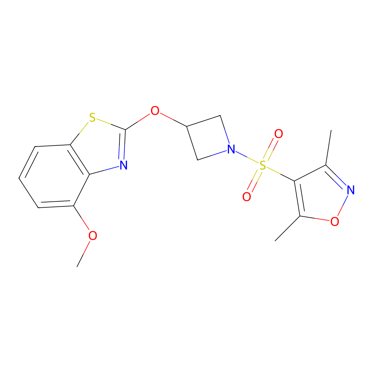 4-((3-((4-Methoxybenzo[d]thiazol-2-yl)oxy)azetidin-1-yl)sulfonyl)-3,5-dimethylisoxazole molecular structure, CAS 1421481-08-4