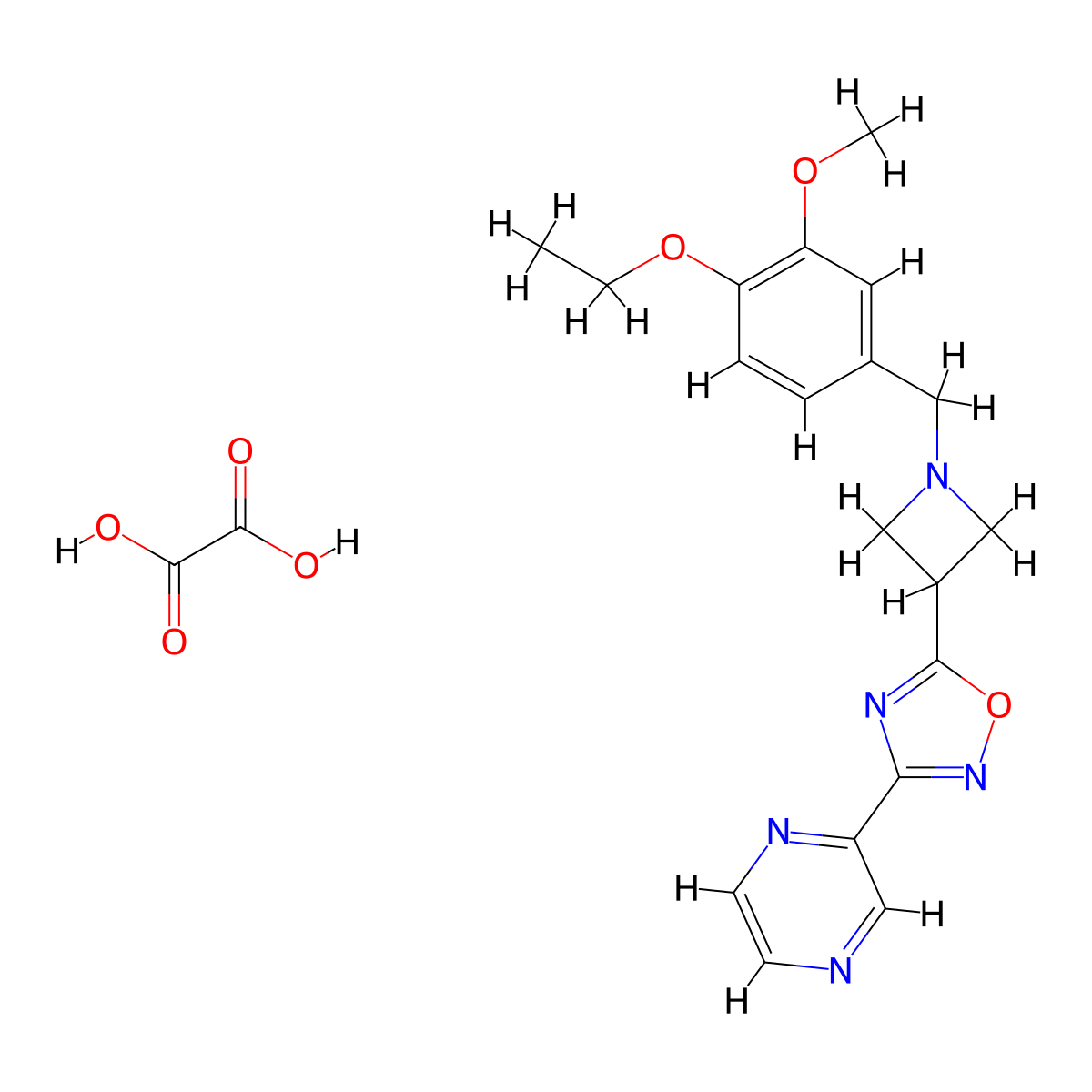 5-(1-(4-Ethoxy-3-methoxybenzyl)azetidin-3-yl)-3-(pyrazin-2-yl)-1,2,4-oxadiazole oxalate molecular structure, CAS 1421481-09-5