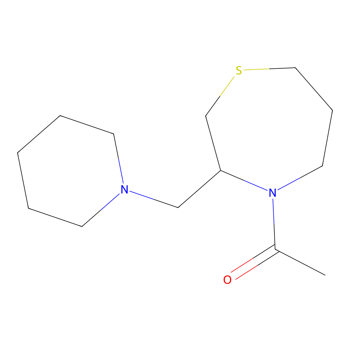 1-{3-[(Piperidin-1-yl)methyl]-1,4-thiazepan-4-yl}ethan-1-one molecular structure, CAS 1421481-20-0