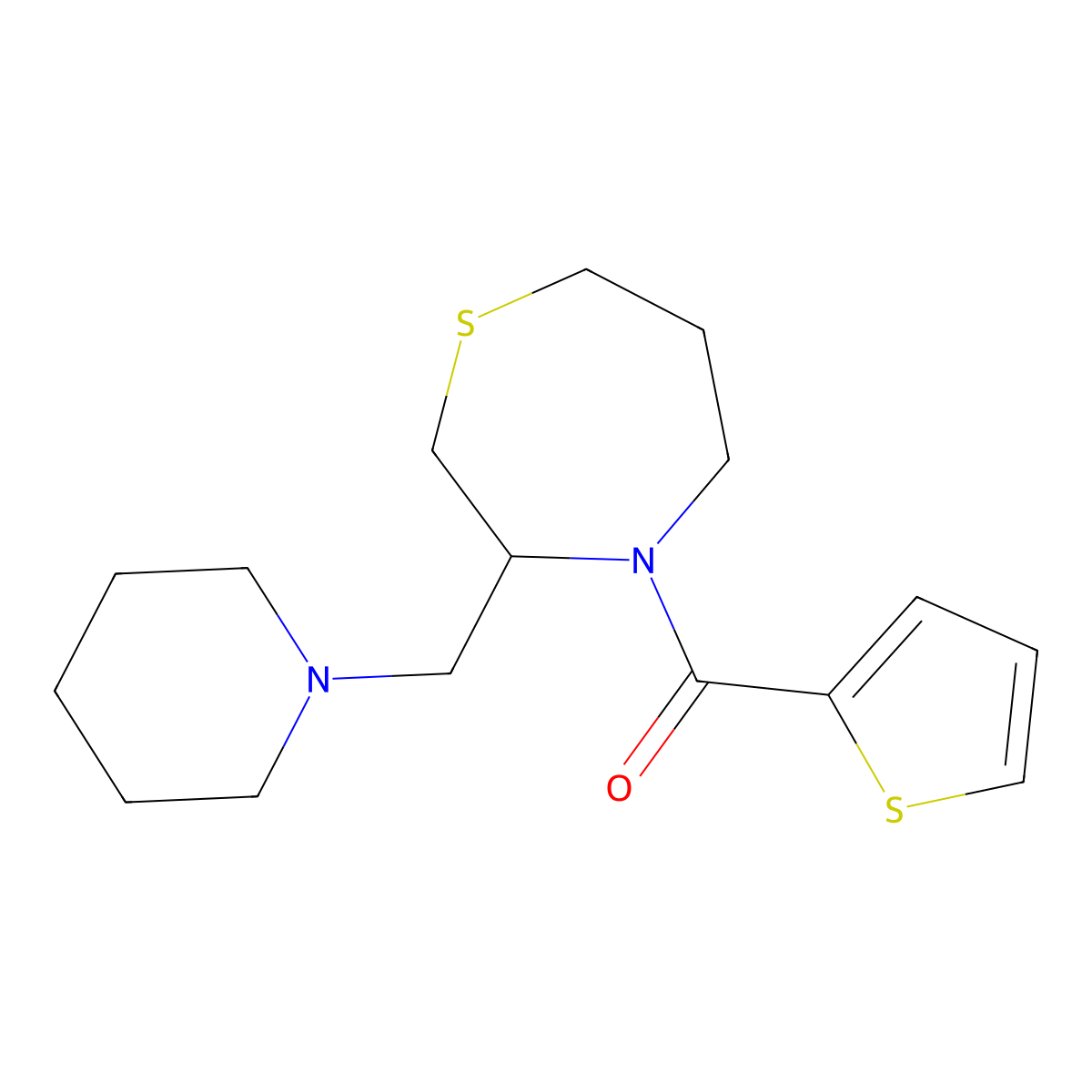 (3-(Piperidin-1-ylmethyl)-1,4-thiazepan-4-yl)(thiophen-2-yl)methanone molecular structure, CAS 1421481-22-2