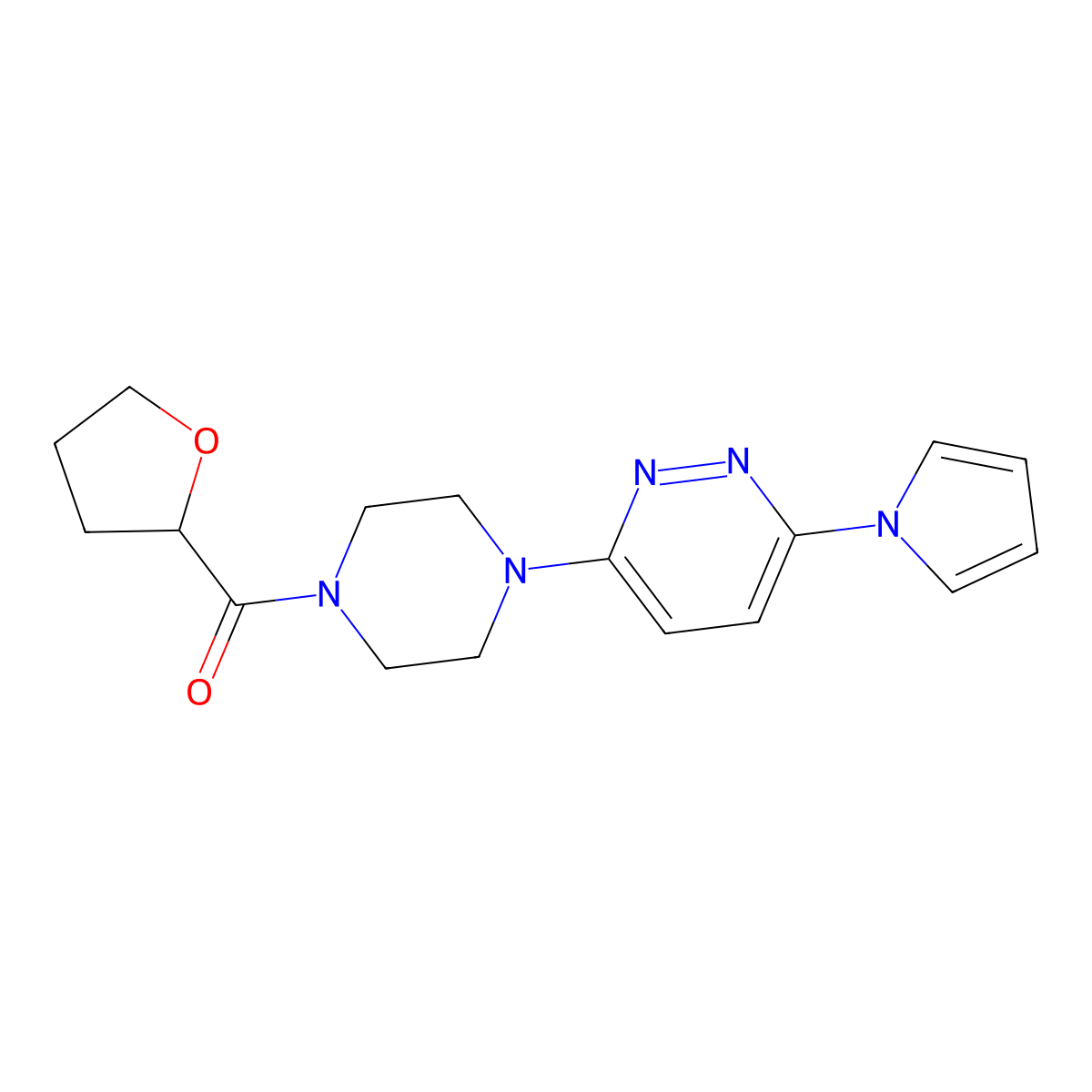 (4-(6-(1H-pyrrol-1-yl)pyridazin-3-yl)piperazin-1-yl)(tetrahydrofuran-2-yl)methanone molecular structure, CAS 1421481-29-9