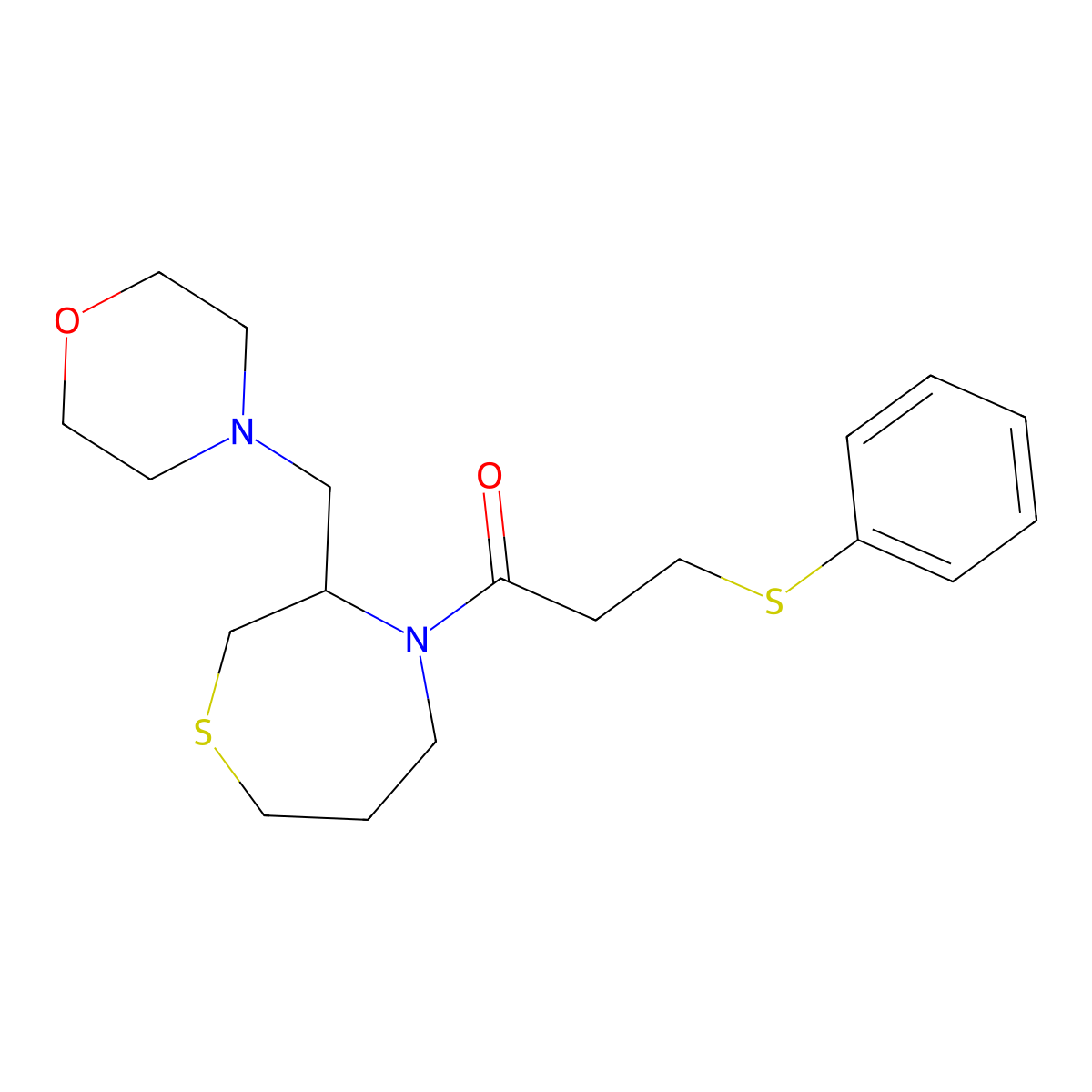 1-(3-(Morpholinomethyl)-1,4-thiazepan-4-yl)-3-(phenylthio)propan-1-one molecular structure, CAS 1421481-30-2