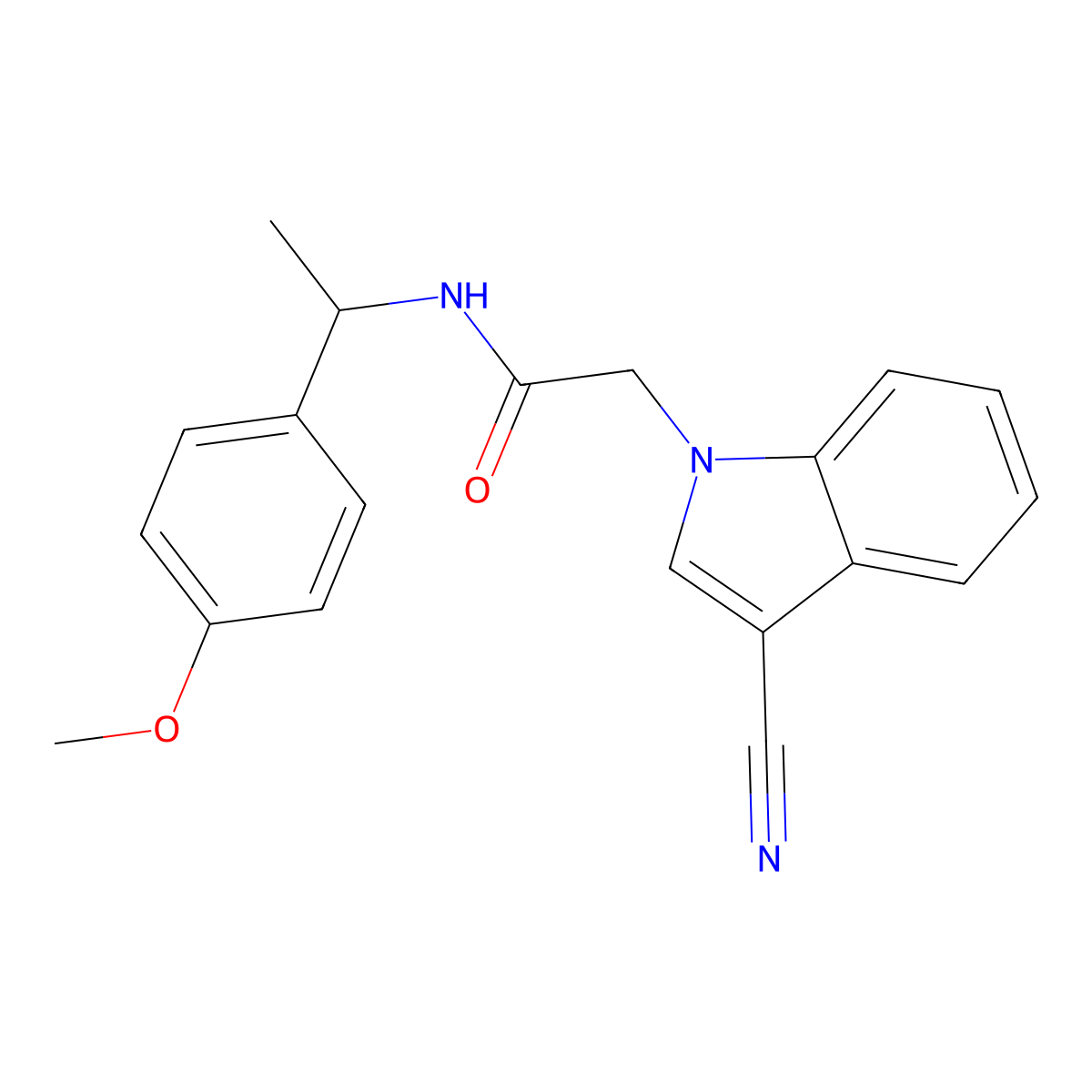 2-(3-cyano-1H-indol-1-yl)-N-(1-(4-methoxyphenyl)ethyl)acetamide molecular structure, CAS 1421481-35-7