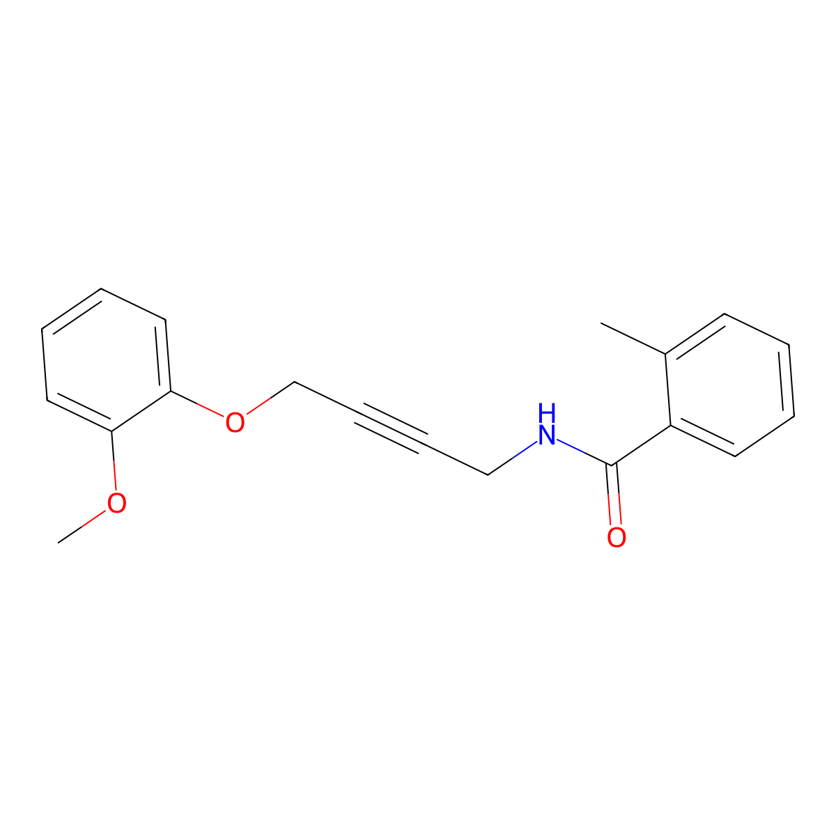 N-(4-(2-methoxyphenoxy)but-2-yn-1-yl)-2-methylbenzamide molecular structure, CAS 1421481-37-9