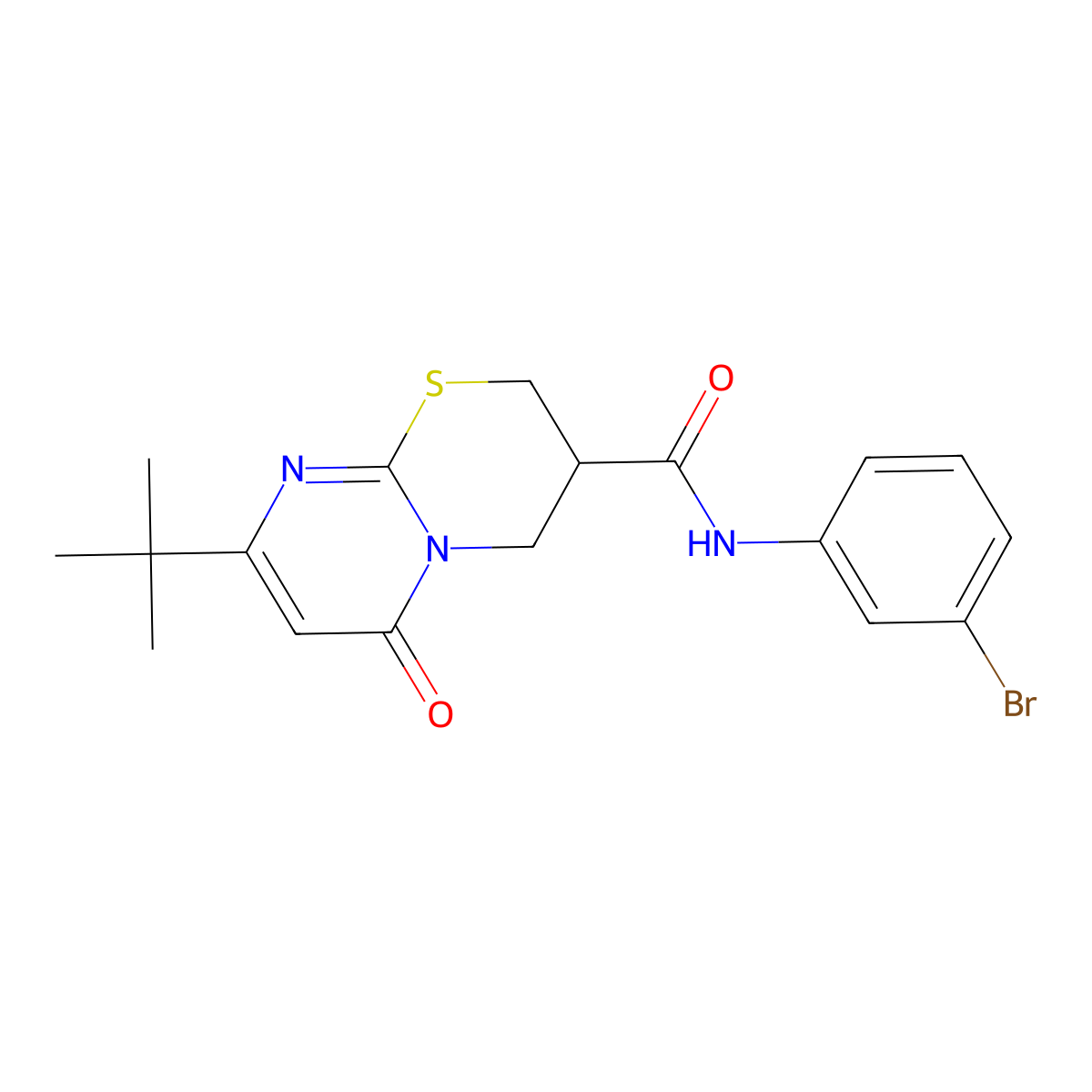 N-(3-bromophenyl)-8-(tert-butyl)-6-oxo-2,3,4,6-tetrahydropyrimido[2,1-b][1,3]thiazine-3-carboxamide molecular structure, CAS 1421481-42-6