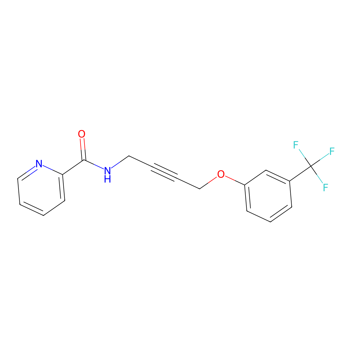N-(4-(3-(trifluoromethyl)phenoxy)but-2-yn-1-yl)picolinamide molecular structure, CAS 1421481-45-9