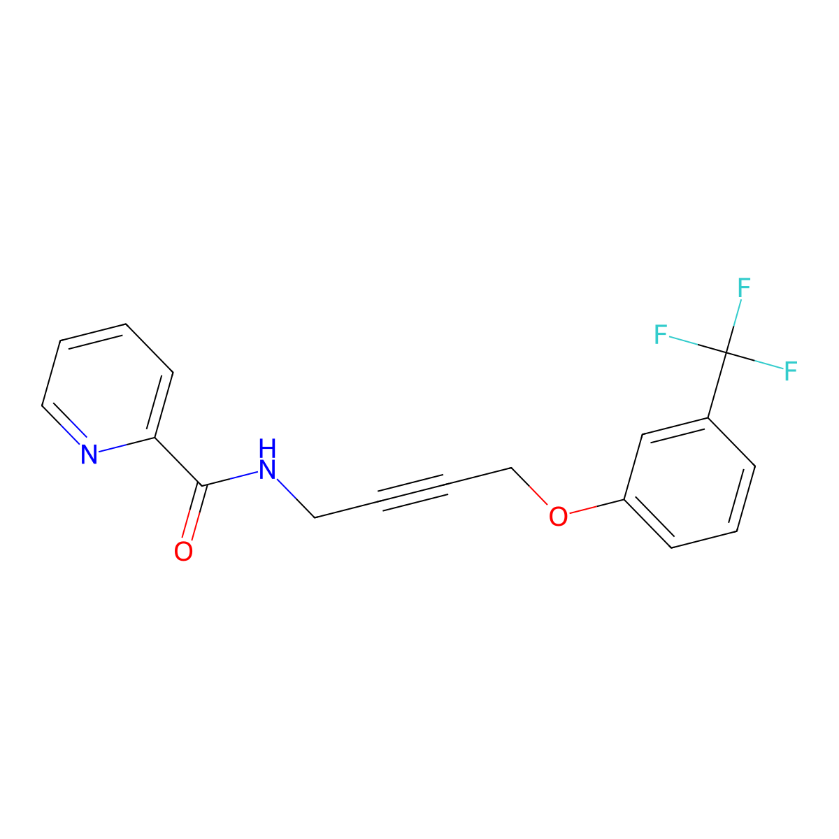 N-(4-(3-(trifluoromethyl)phenoxy)but-2-yn-1-yl)picolinamide molecular structure, CAS 1421481-45-9