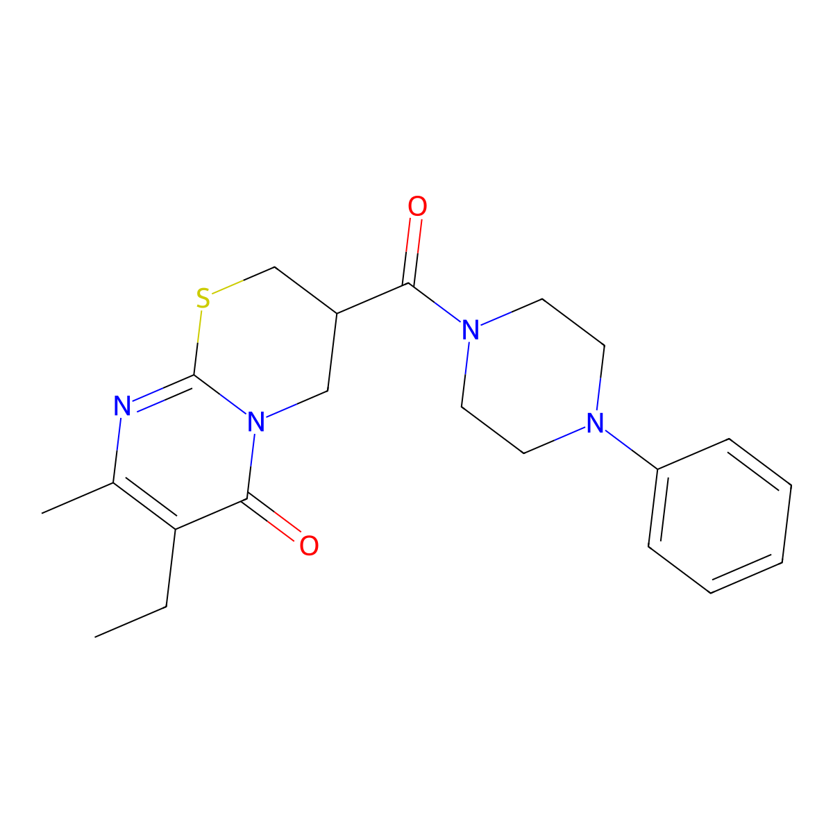 7-ethyl-8-methyl-3-(4-phenylpiperazine-1-carbonyl)-3,4-dihydropyrimido[2,1-b][1,3]thiazin-6(2H)-one molecular structure, CAS 1421481-48-2