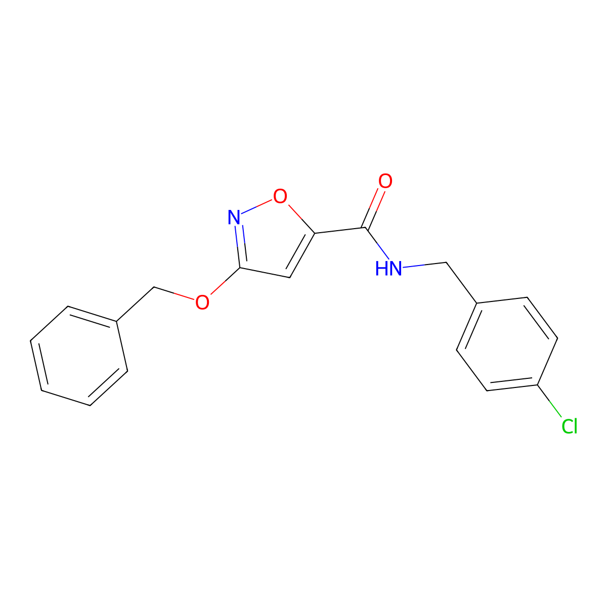 3-(benzyloxy)-N-(4-chlorobenzyl)isoxazole-5-carboxamide molecular structure, CAS 1421481-52-8